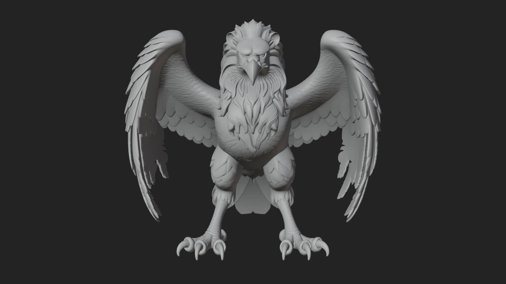 Griffin Winged Beast Statue Design 7 3D Print Model 3D Model