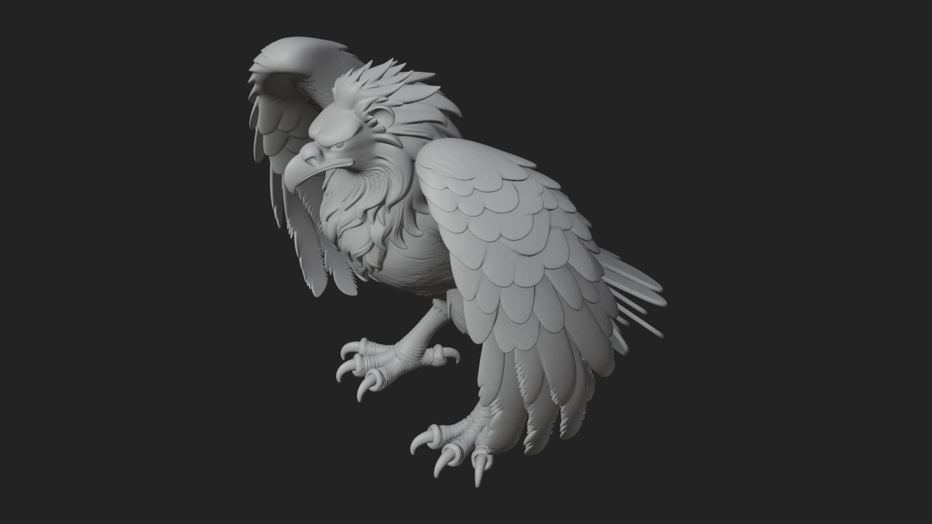 Griffin Winged Beast Statue Design 7 3D Print Model 3D Model