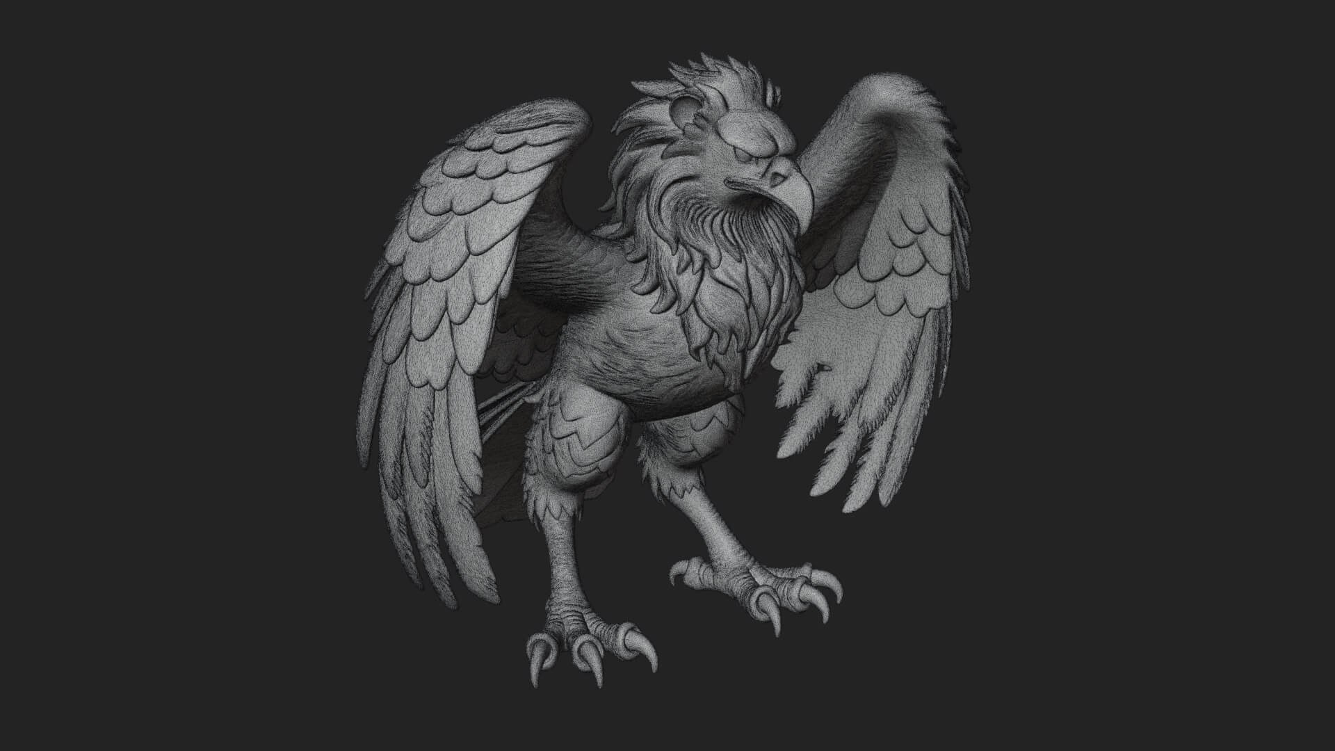 Griffin Winged Beast Statue Design 7 3D Print Model 3D Model