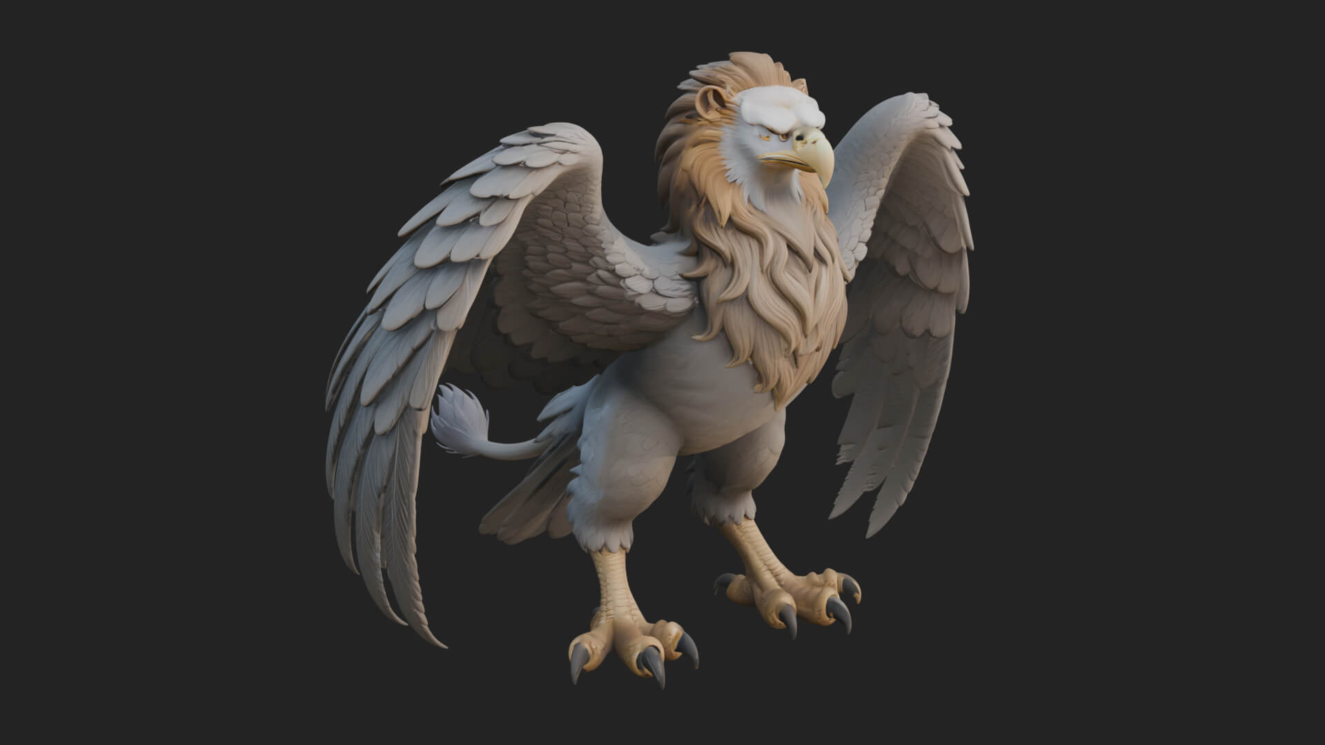 Griffin Winged Beast Statue Design 8 3D Print Model 3D Model
