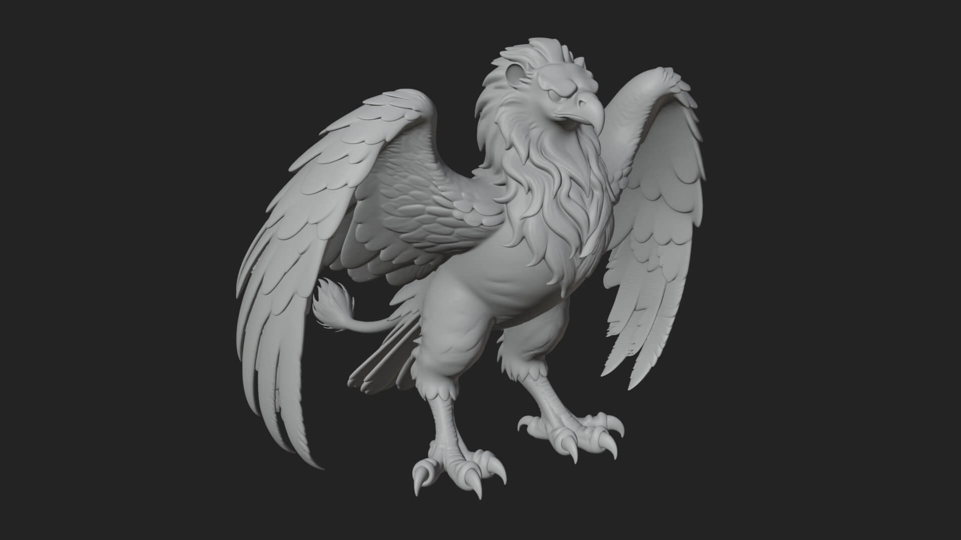 Griffin Winged Beast Statue Design 8 3D Print Model 3D Model