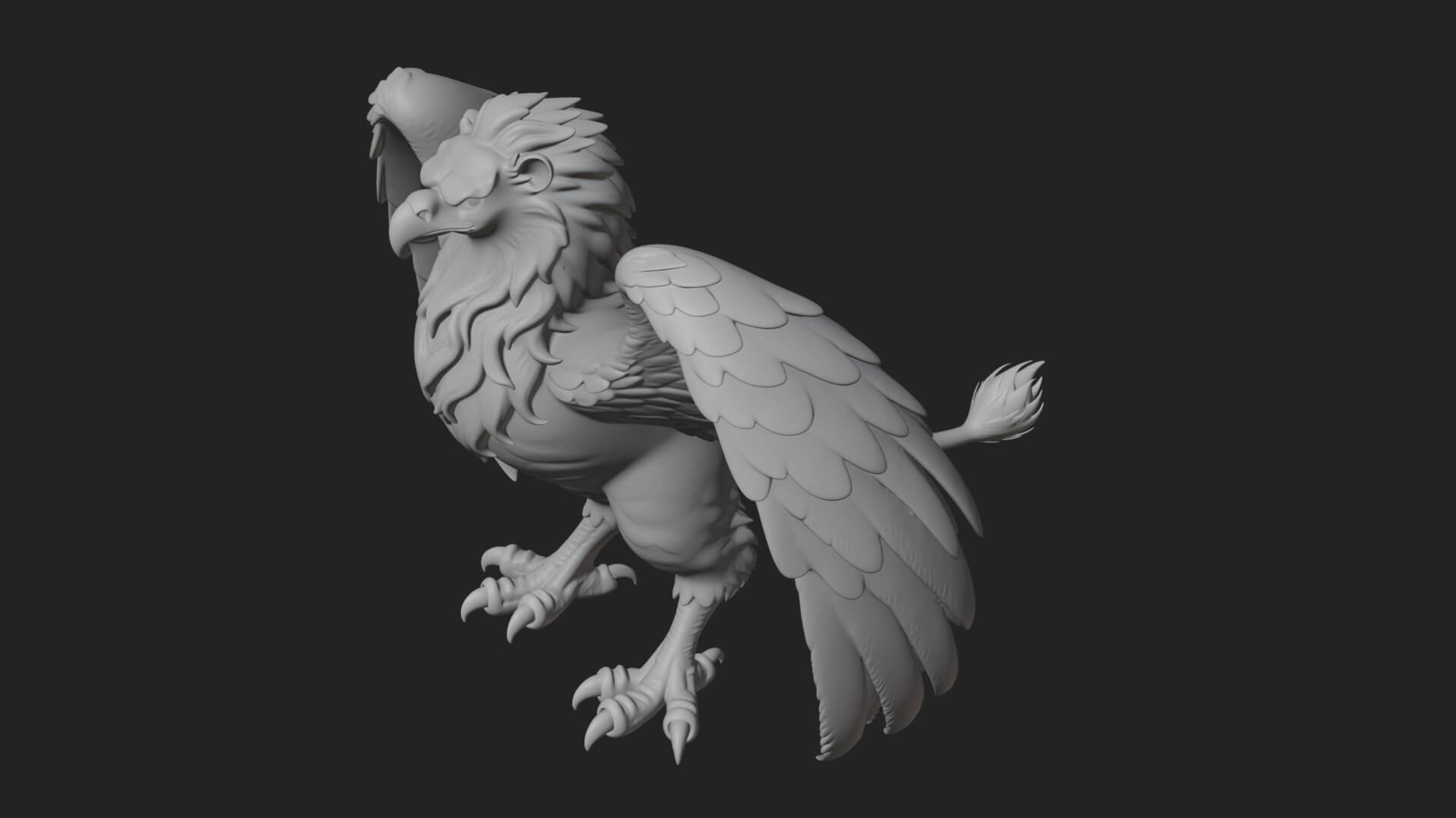 Griffin Winged Beast Statue Design 8 3D Print Model 3D Model