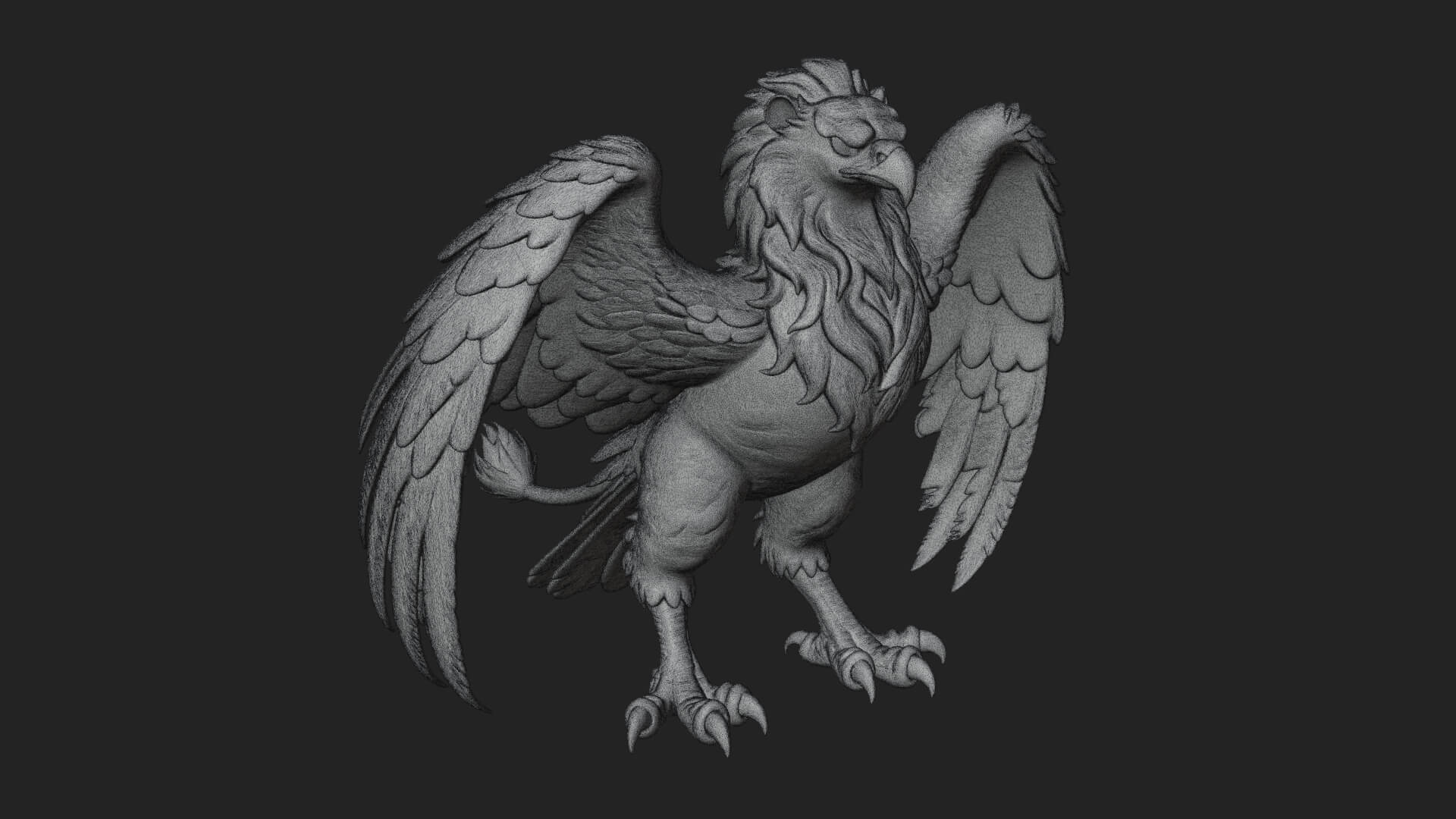Griffin Winged Beast Statue Design 8 3D Print Model 3D Model