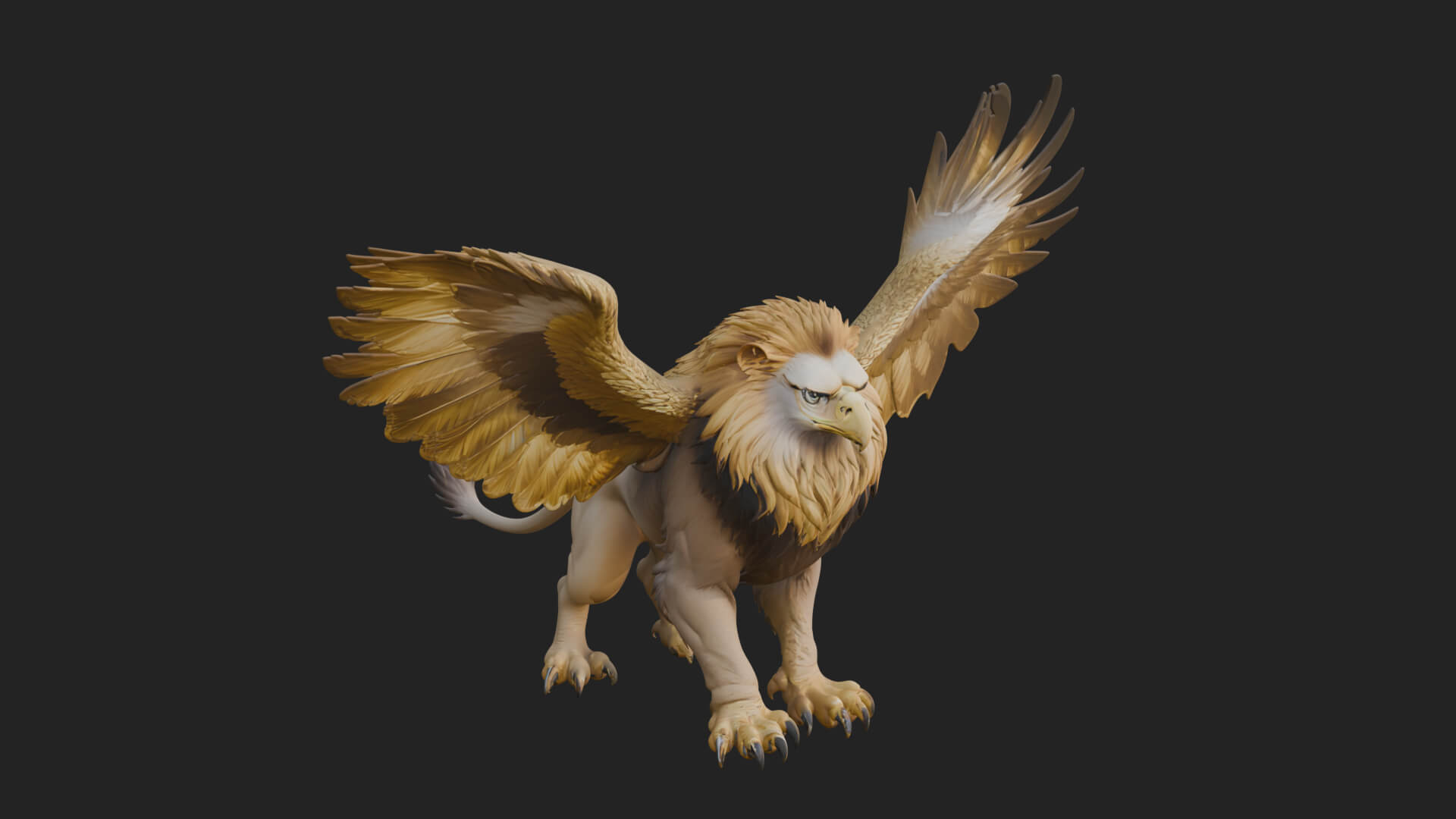 Griffin Winged Beast Statue Design 9 3D Print Model 3D Model