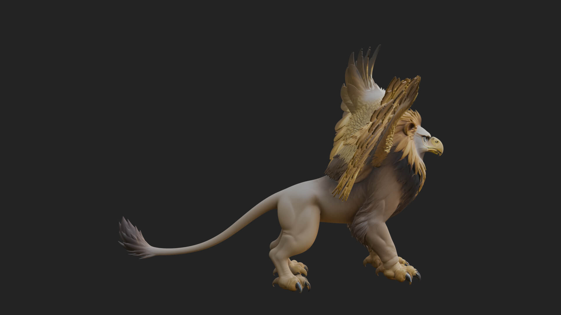 Griffin Winged Beast Statue Design 9 3D Print Model 3D Model