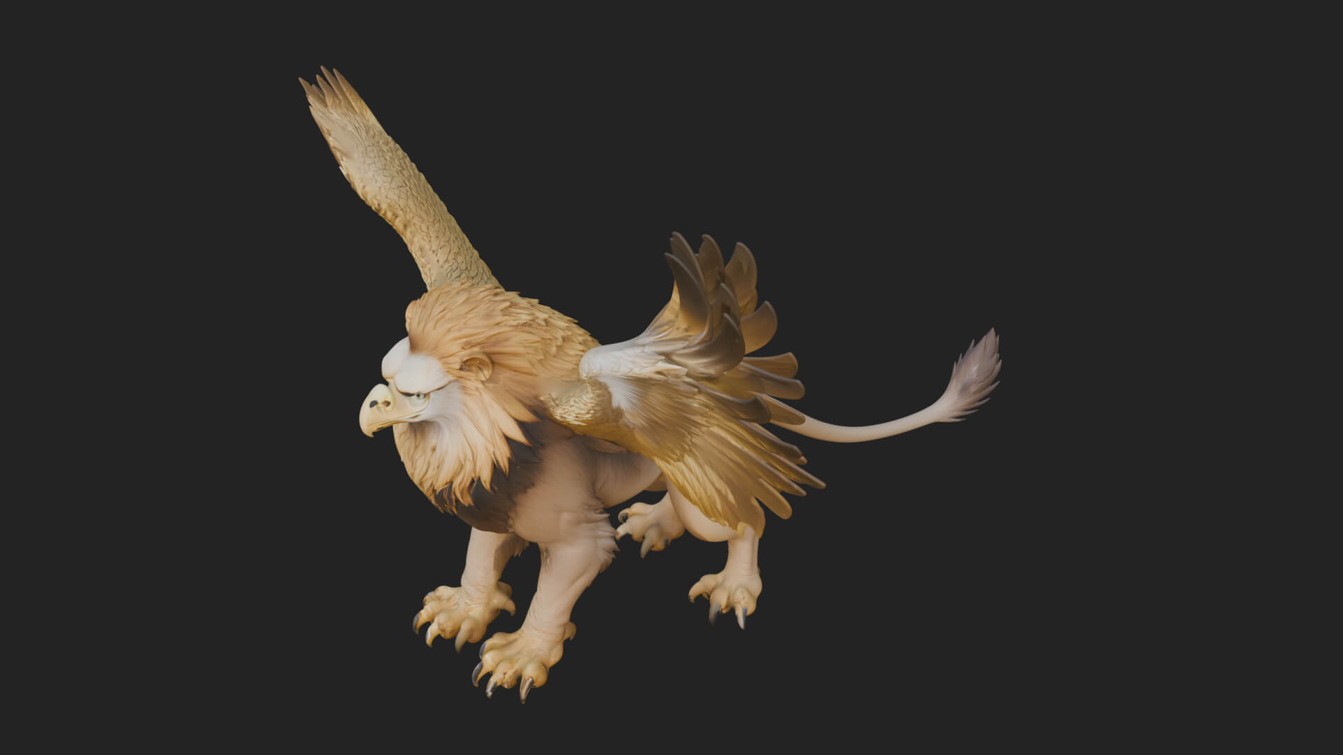 Griffin Winged Beast Statue Design 9 3D Print Model 3D Model