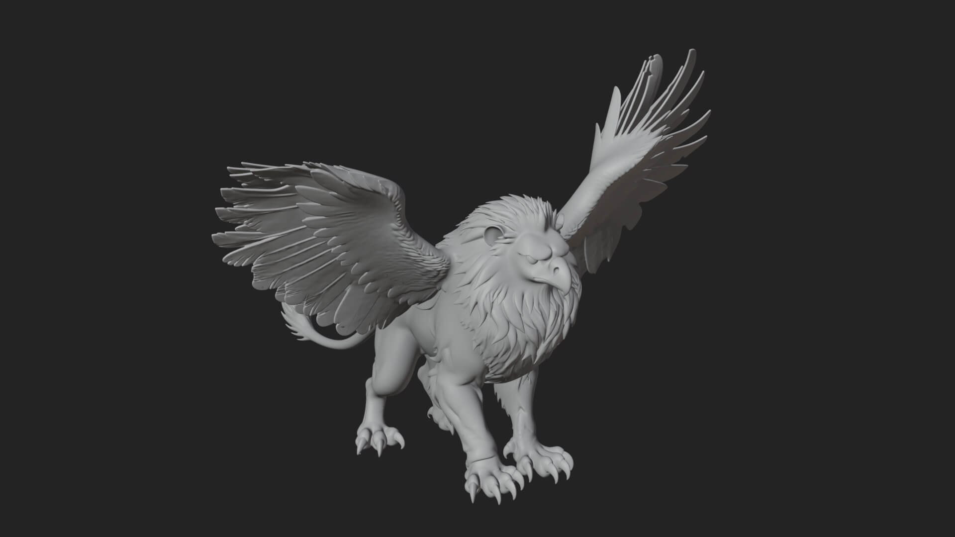 Griffin Winged Beast Statue Design 9 3D Print Model 3D Model