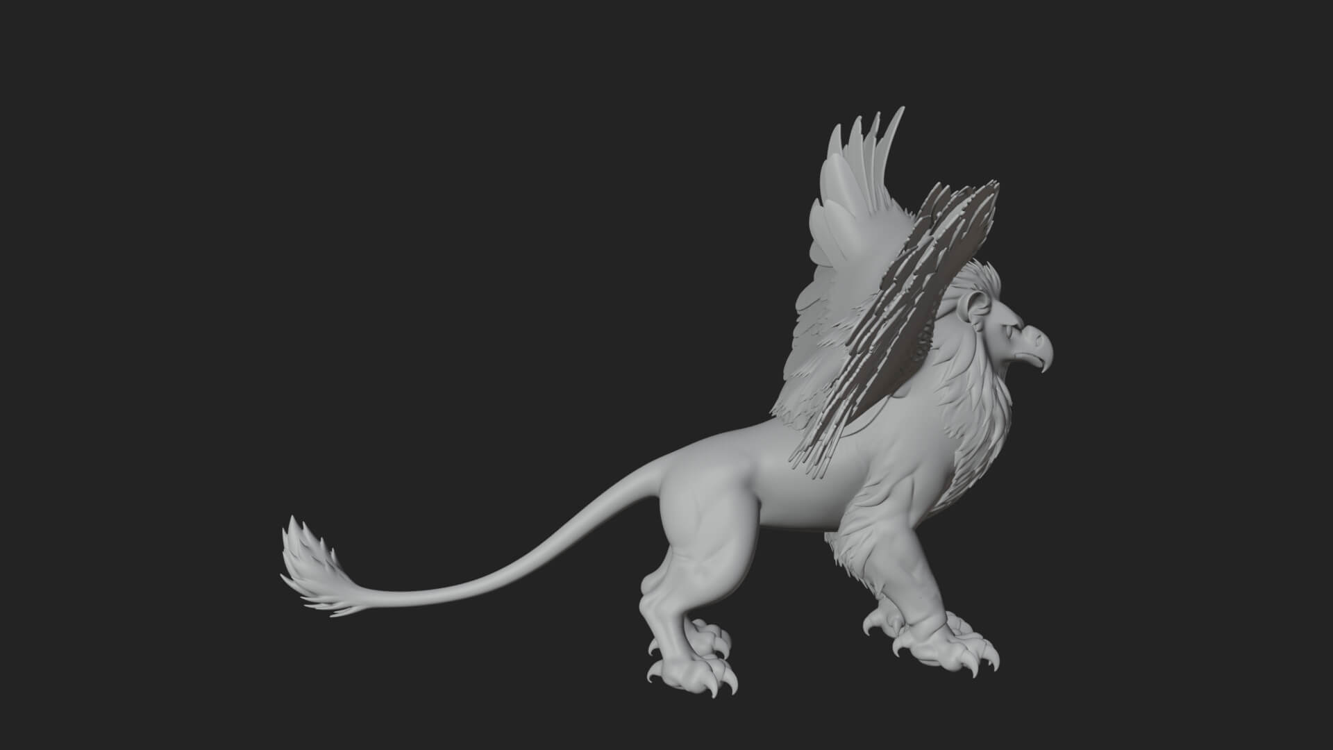 Griffin Winged Beast Statue Design 9 3D Print Model 3D Model