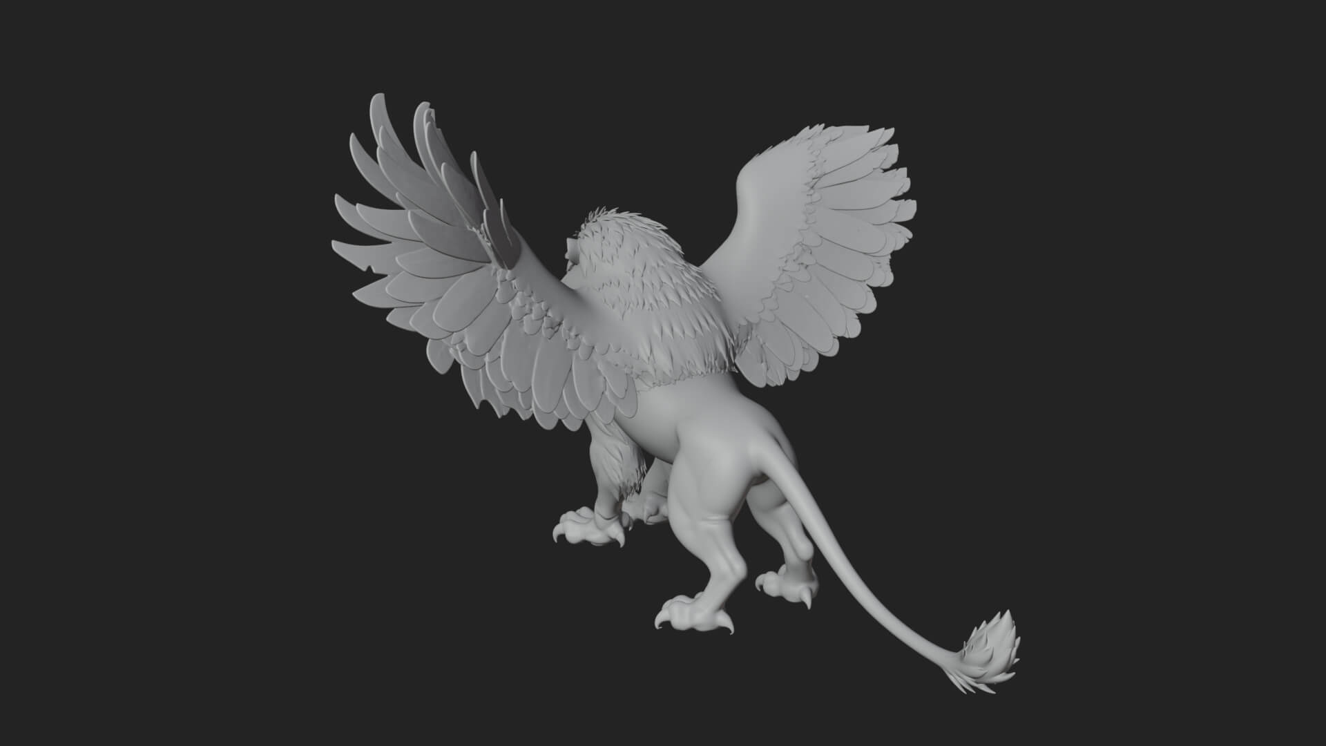 Griffin Winged Beast Statue Design 9 3D Print Model 3D Model