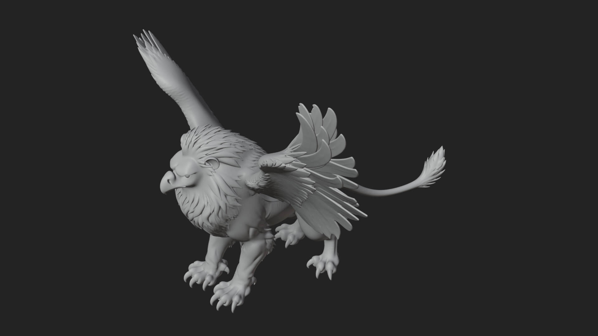 Griffin Winged Beast Statue Design 9 3D Print Model 3D Model