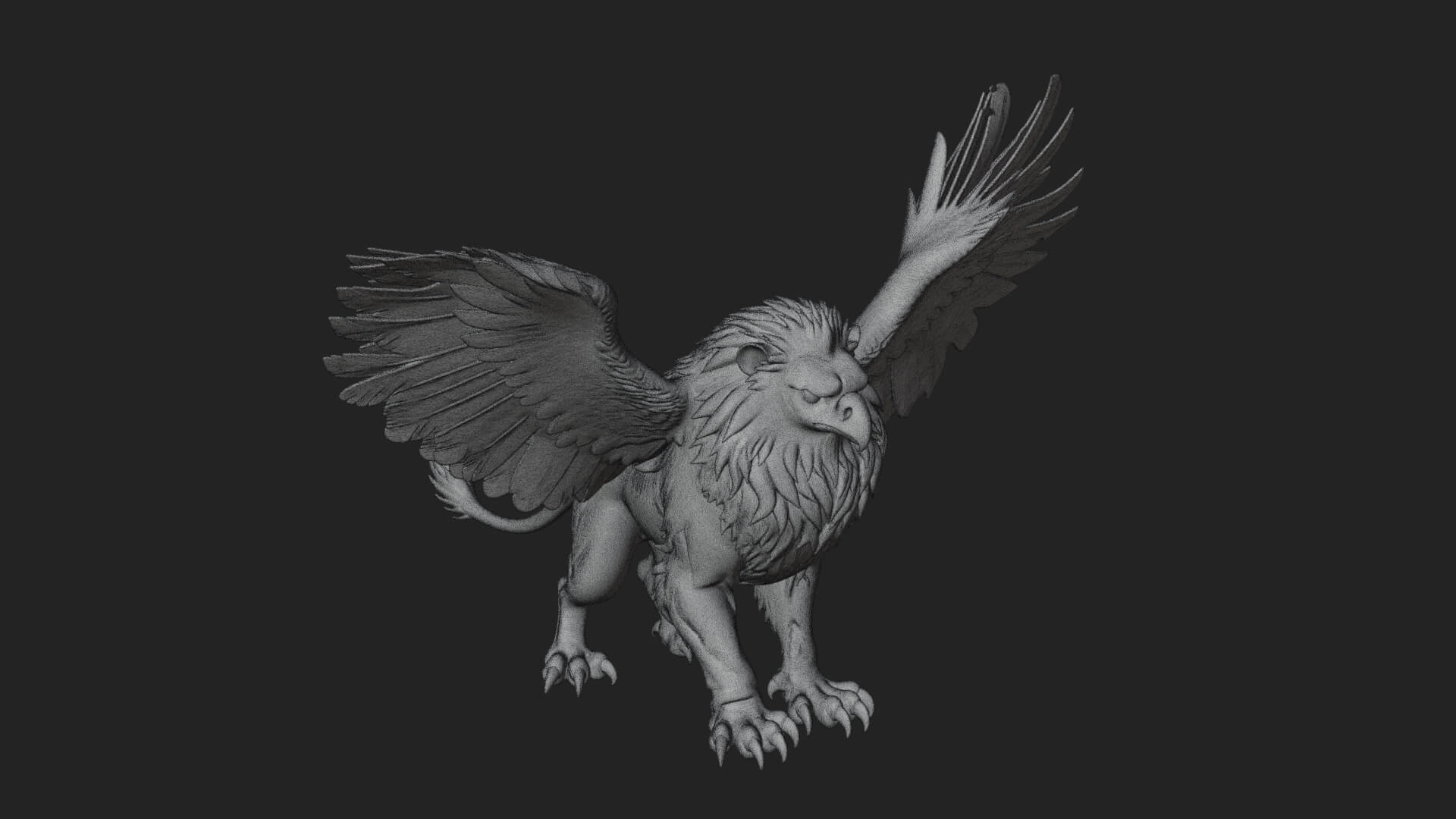 Griffin Winged Beast Statue Design 9 3D Print Model 3D Model