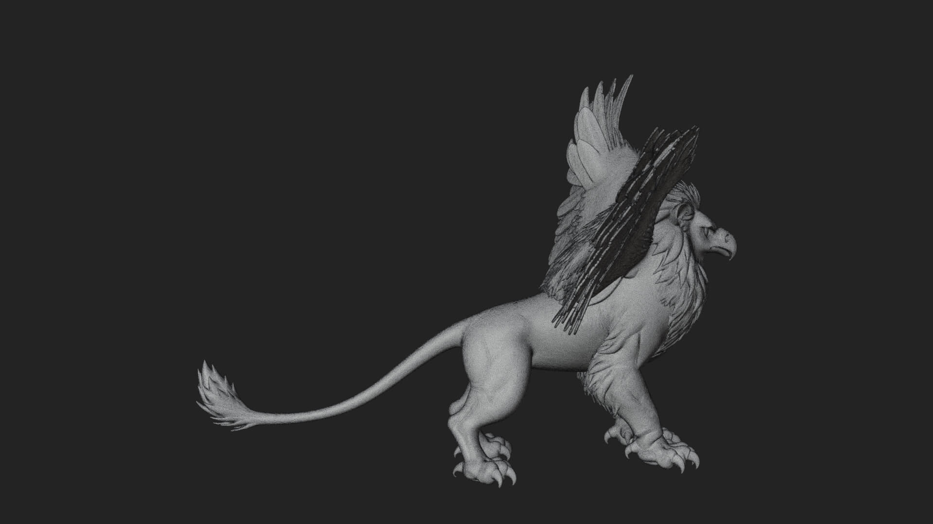 Griffin Winged Beast Statue Design 9 3D Print Model 3D Model