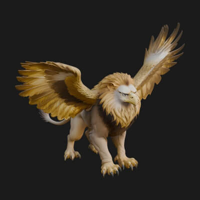 Griffin Winged Beast Statue Design 9 3D Print Model
