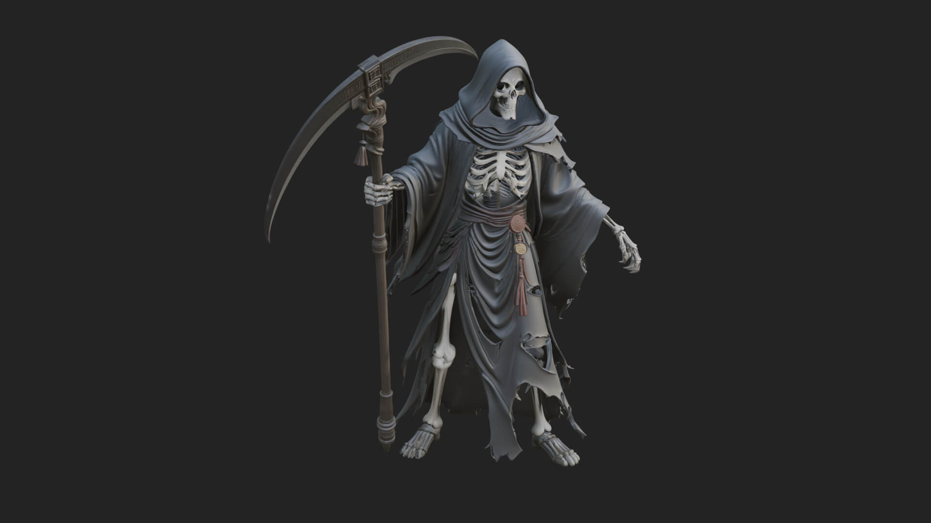 Grim Reaper with Scythe Statue Design 6 3D Print Model 3D Model