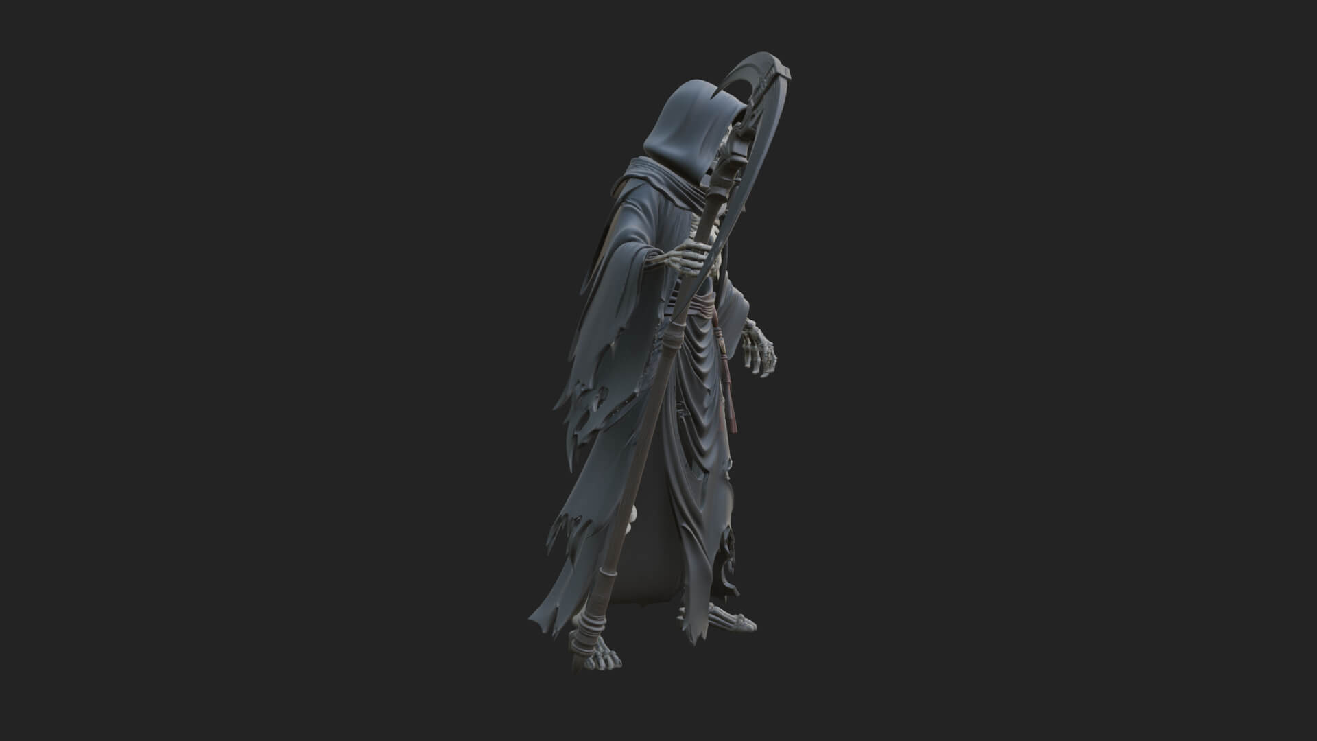 Grim Reaper with Scythe Statue Design 6 3D Print Model 3D Model