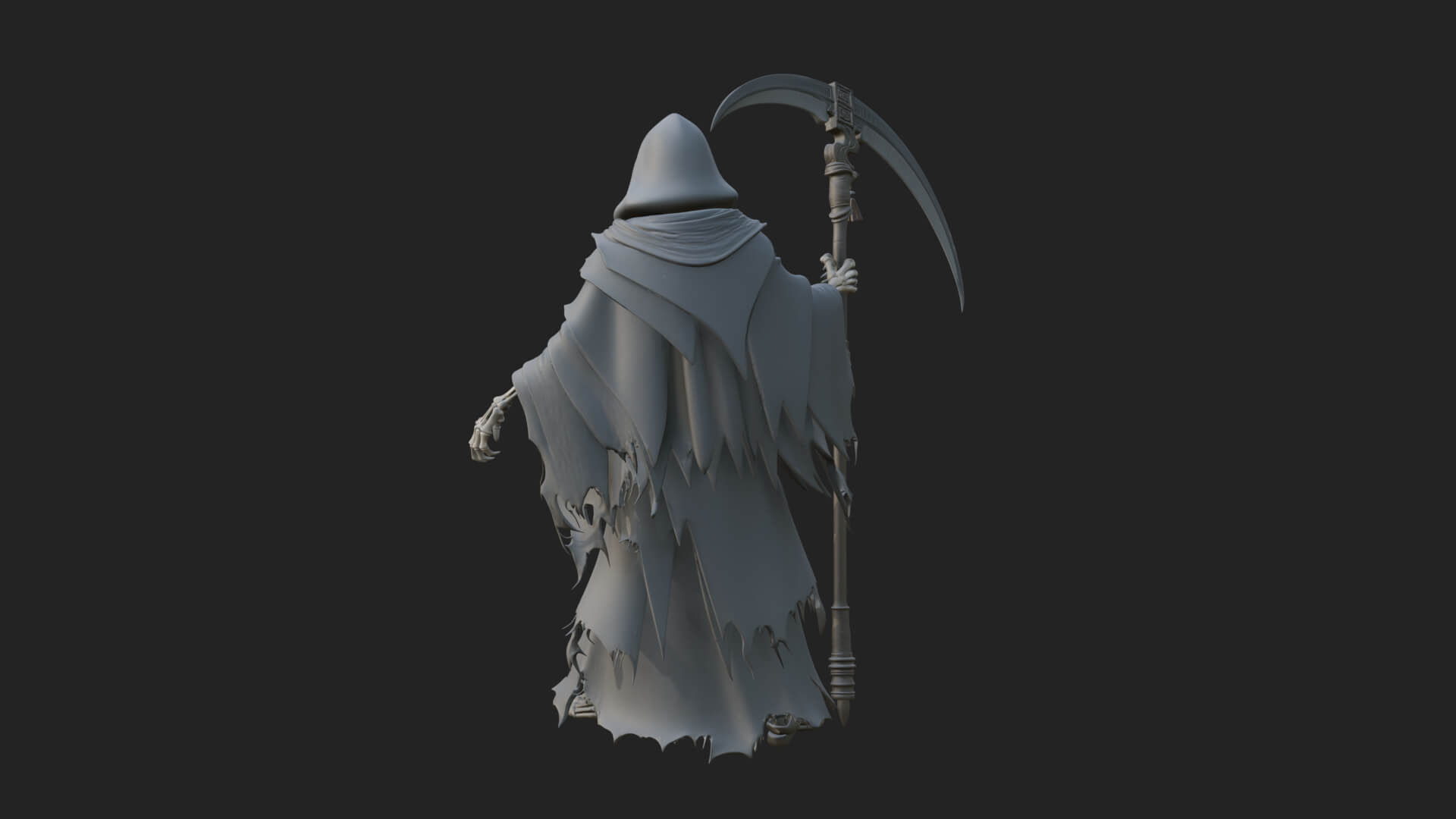 Grim Reaper with Scythe Statue Design 6 3D Print Model 3D Model