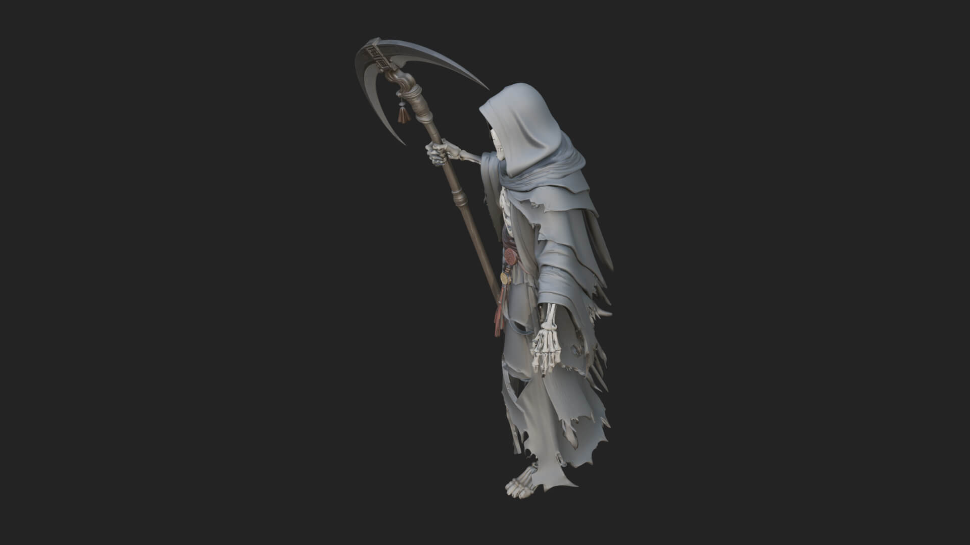 Grim Reaper with Scythe Statue Design 6 3D Print Model 3D Model