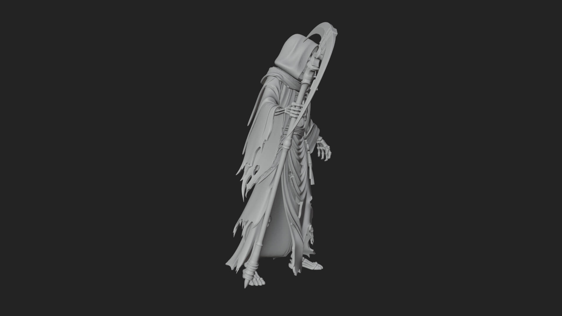 Grim Reaper with Scythe Statue Design 6 3D Print Model 3D Model