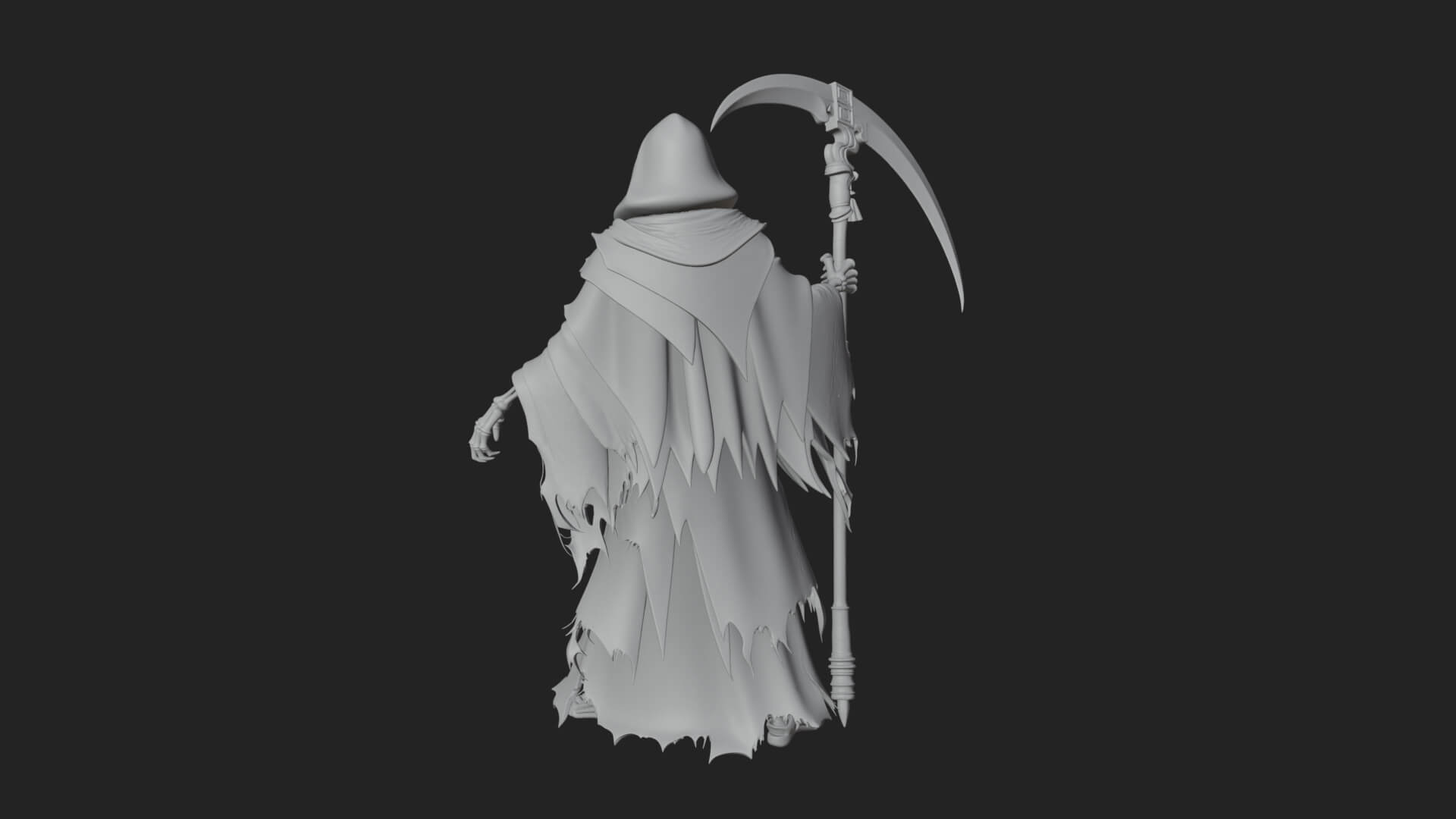 Grim Reaper with Scythe Statue Design 6 3D Print Model 3D Model