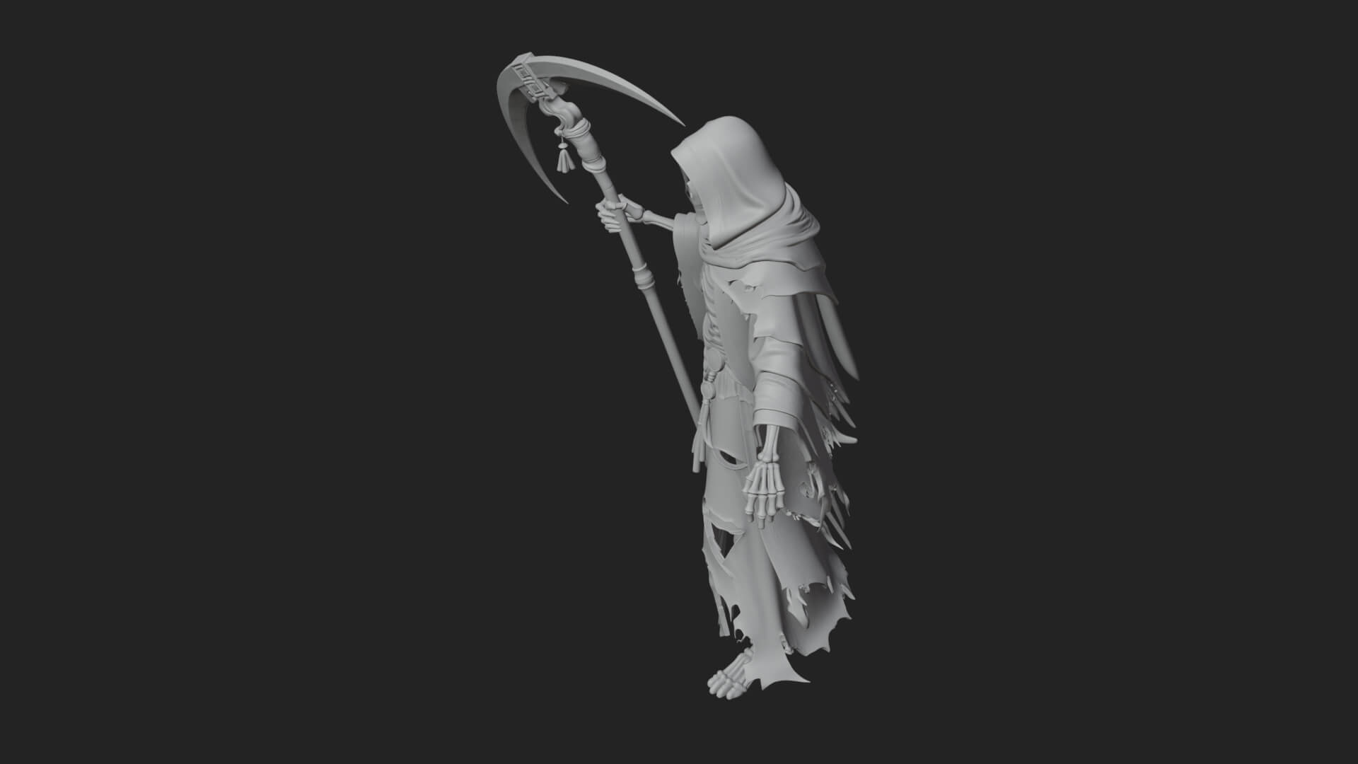 Grim Reaper with Scythe Statue Design 6 3D Print Model 3D Model