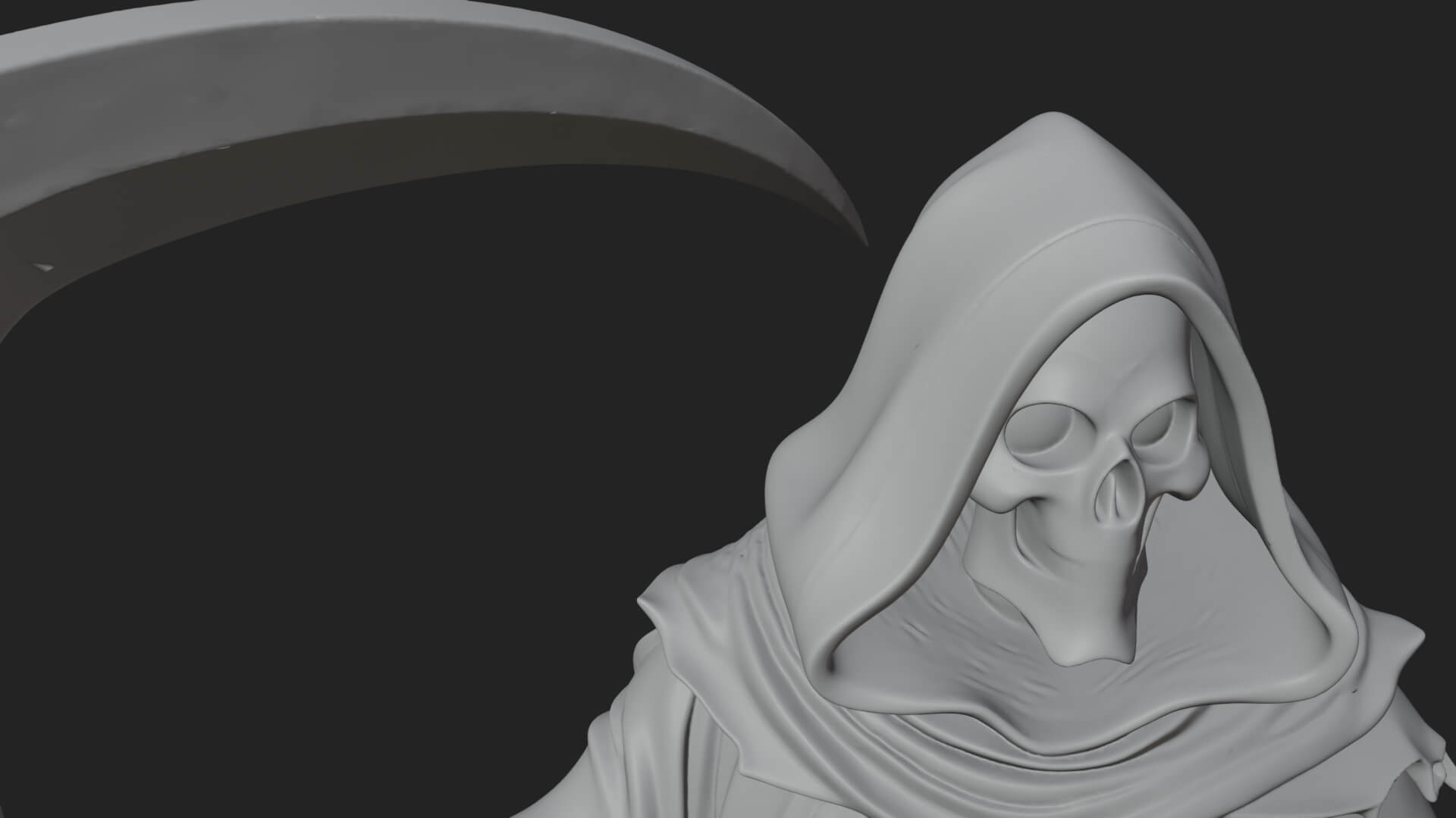 Grim Reaper with Scythe Statue Design 6 3D Print Model 3D Model