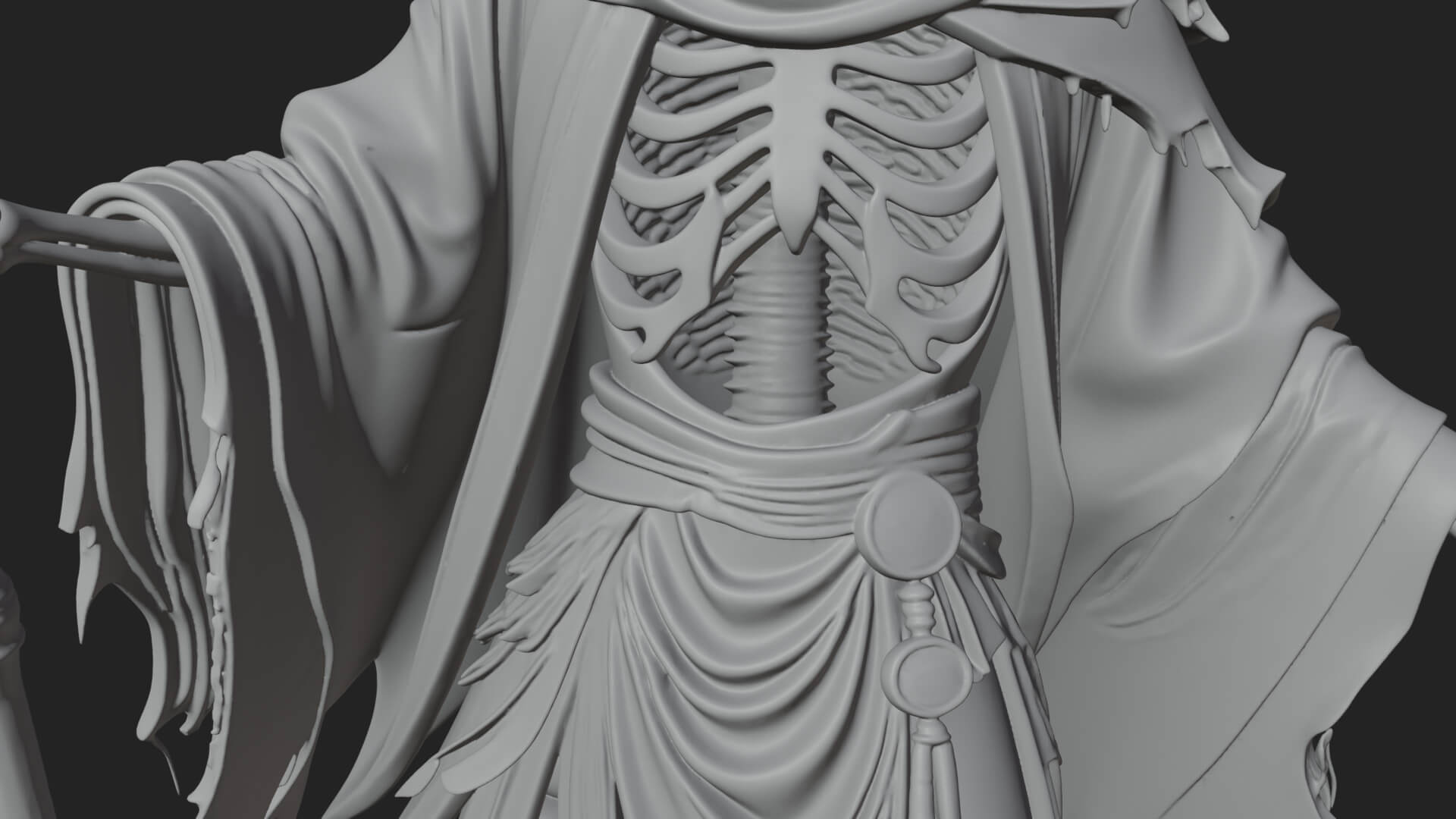Grim Reaper with Scythe Statue Design 6 3D Print Model 3D Model