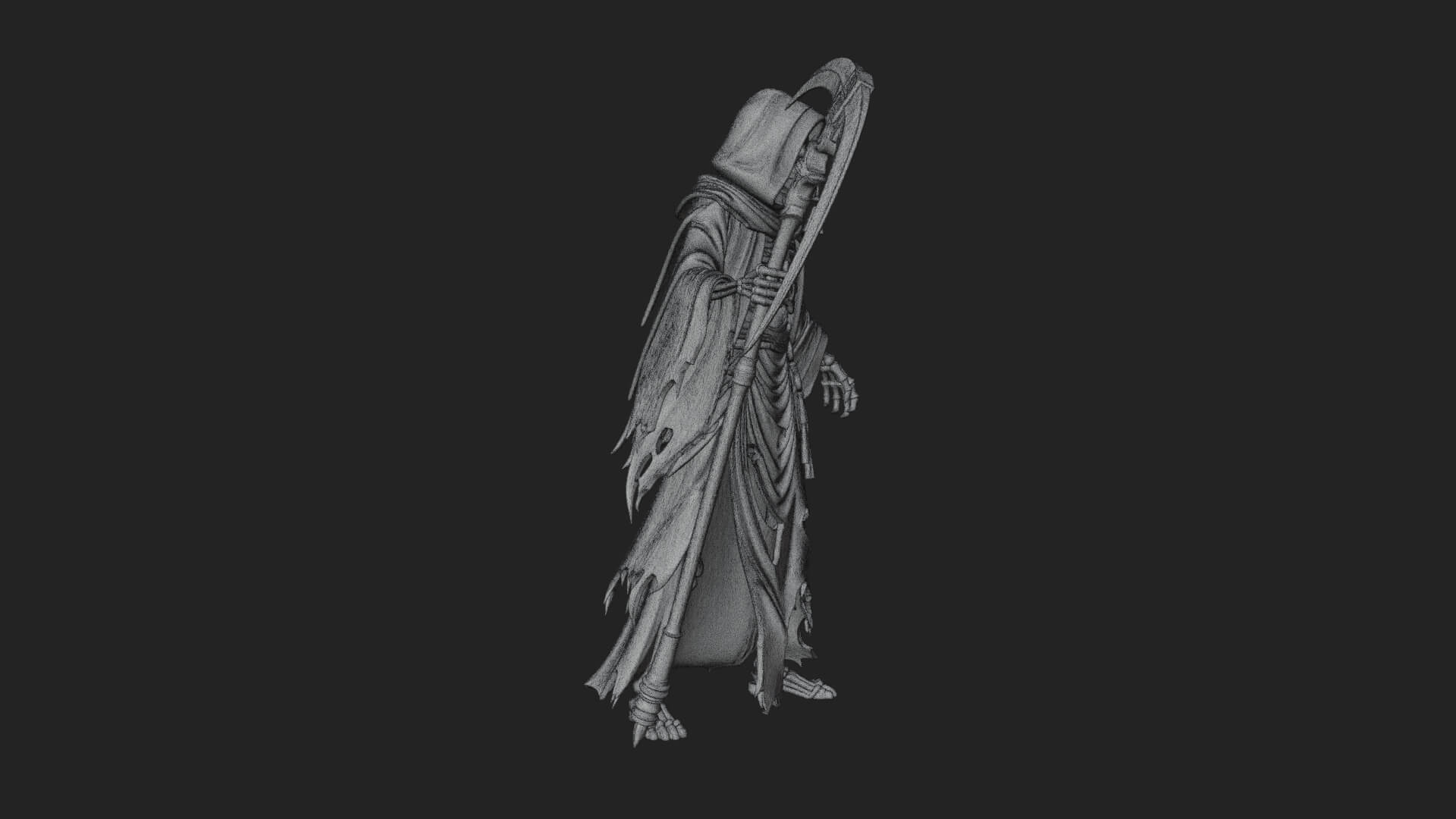 Grim Reaper with Scythe Statue Design 6 3D Print Model 3D Model