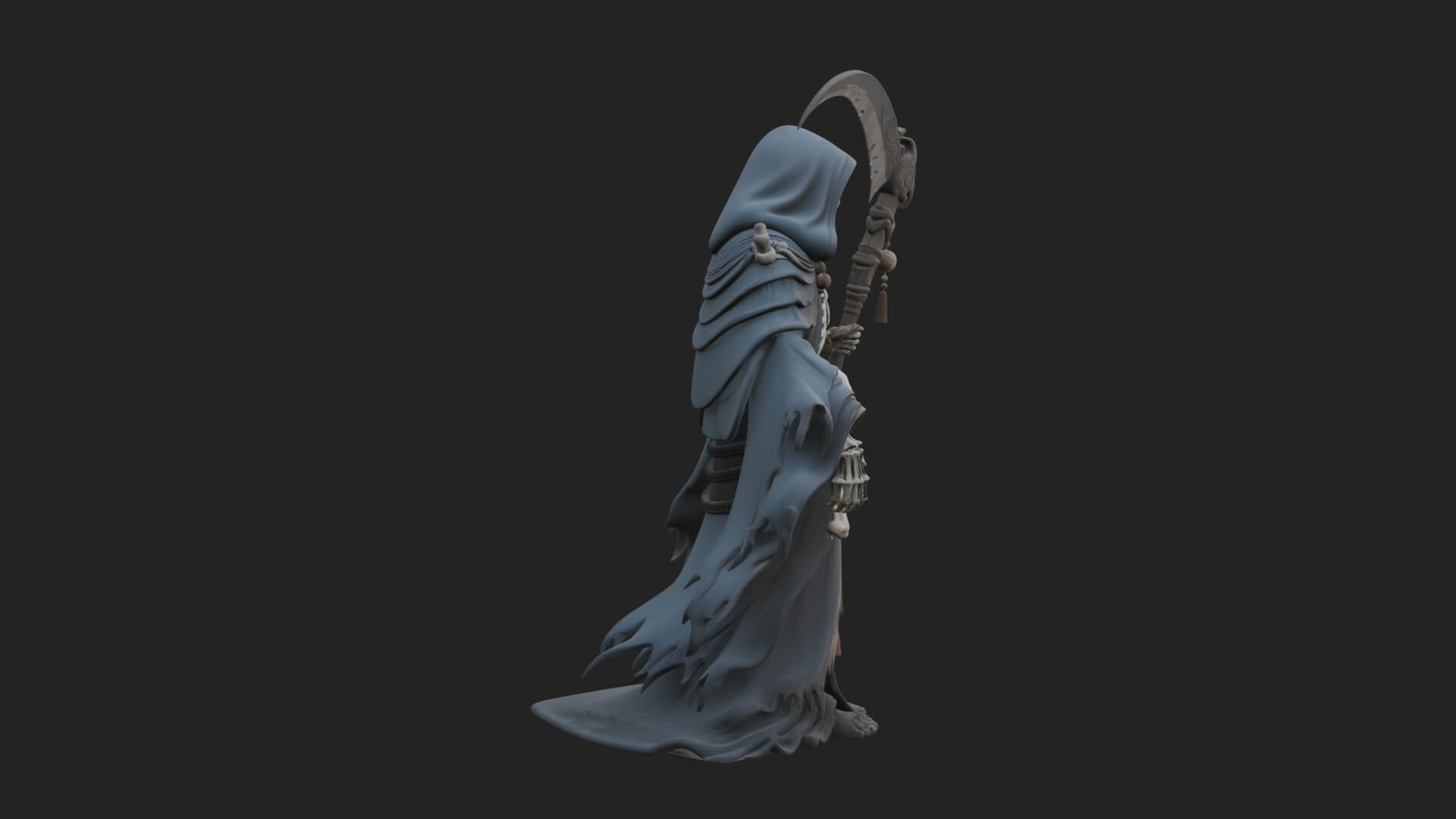 Grim Reaper with Scythe Statue Design 7 3D Print Model 3D Model
