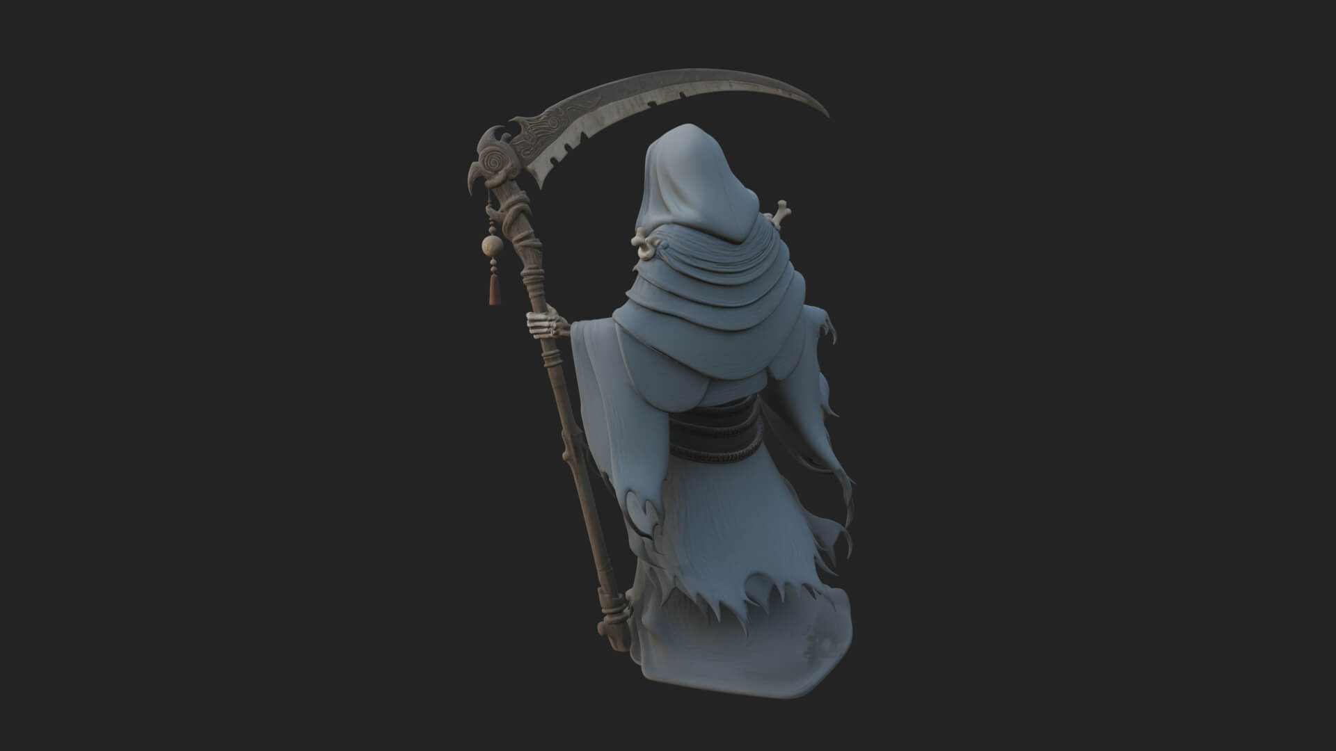 Grim Reaper with Scythe Statue Design 7 3D Print Model 3D Model