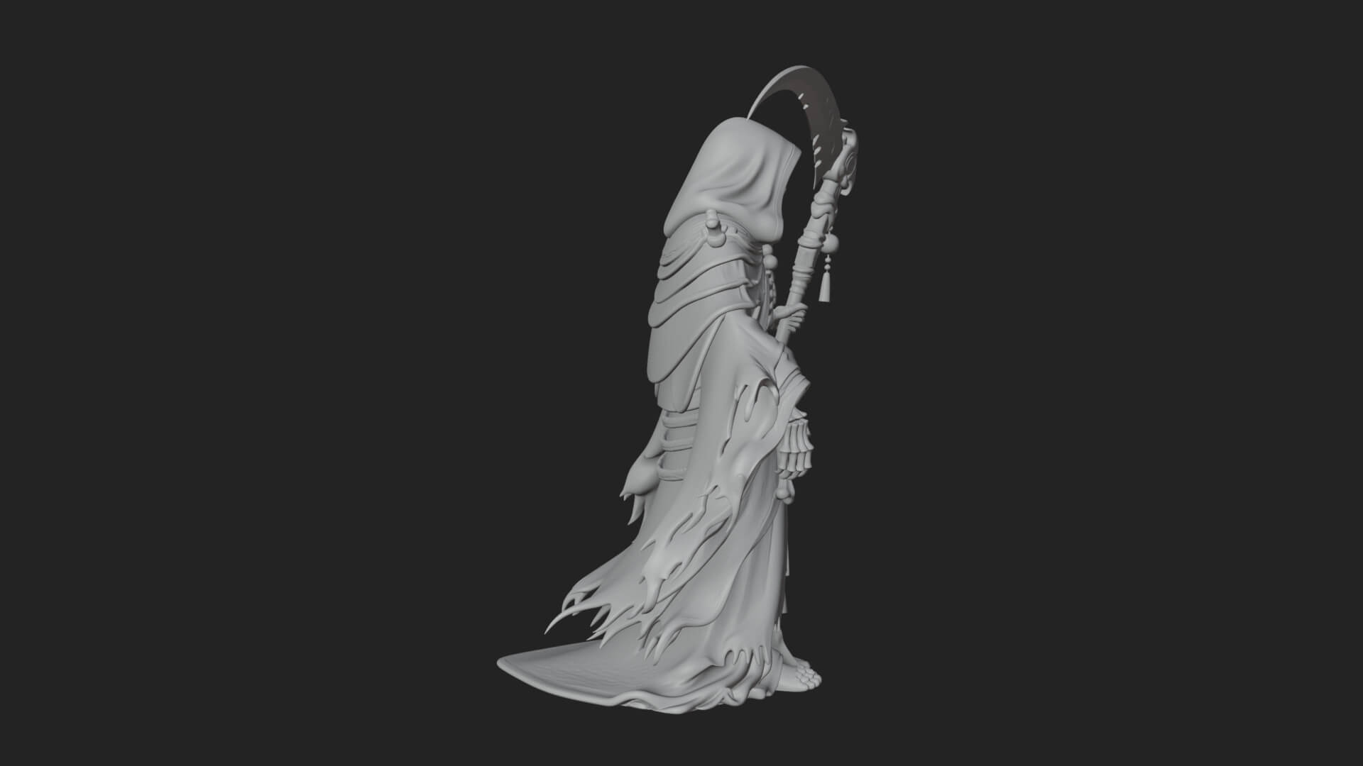 Grim Reaper with Scythe Statue Design 7 3D Print Model 3D Model
