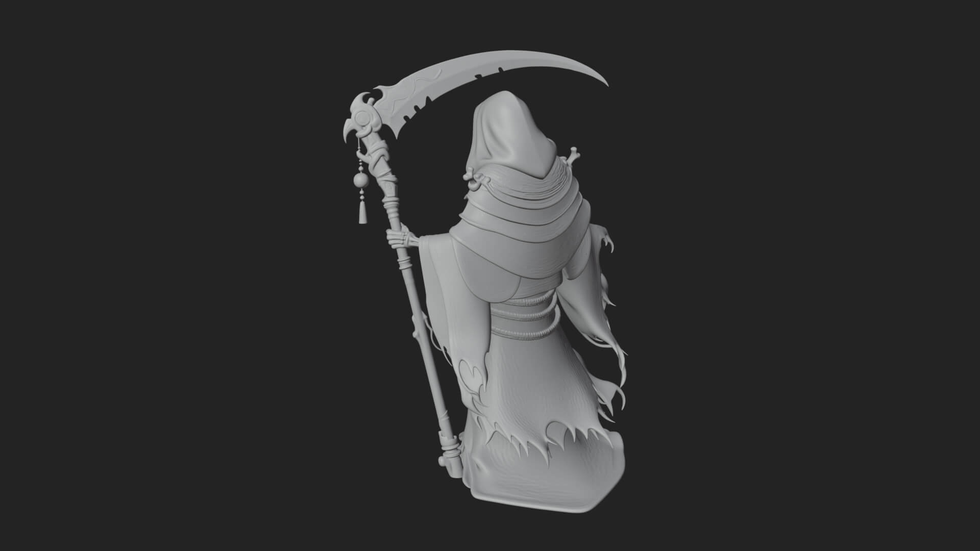 Grim Reaper with Scythe Statue Design 7 3D Print Model 3D Model
