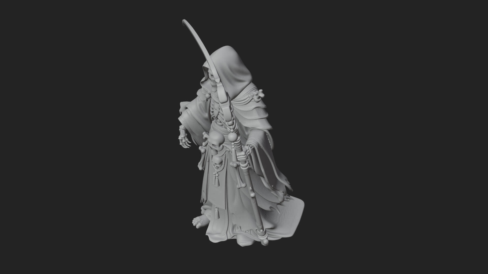 Grim Reaper with Scythe Statue Design 7 3D Print Model 3D Model
