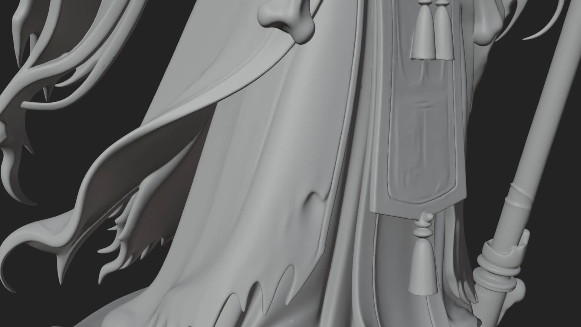 Grim Reaper with Scythe Statue Design 7 3D Print Model 3D Model