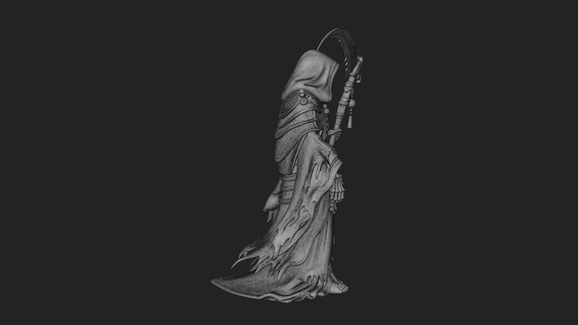 Grim Reaper with Scythe Statue Design 7 3D Print Model 3D Model