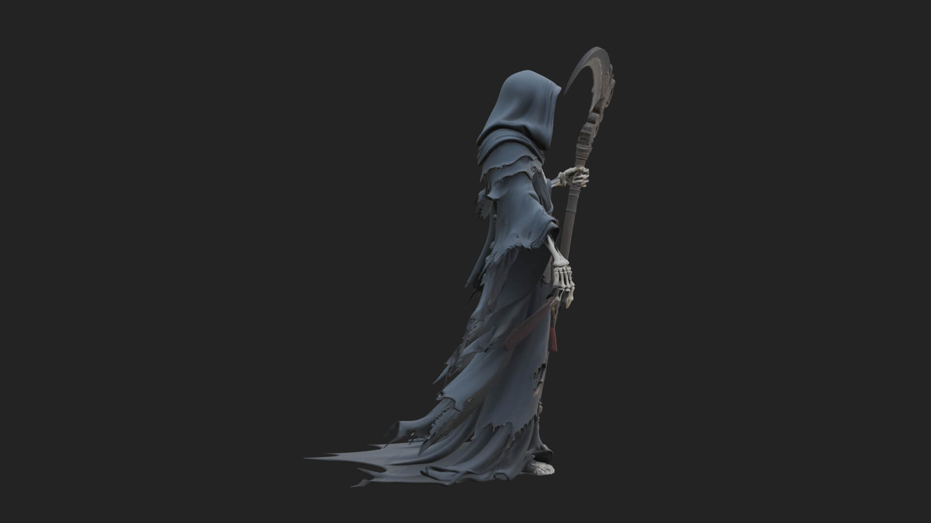 Grim Reaper with Scythe Statue Design 8 3D Print Model 3D Model