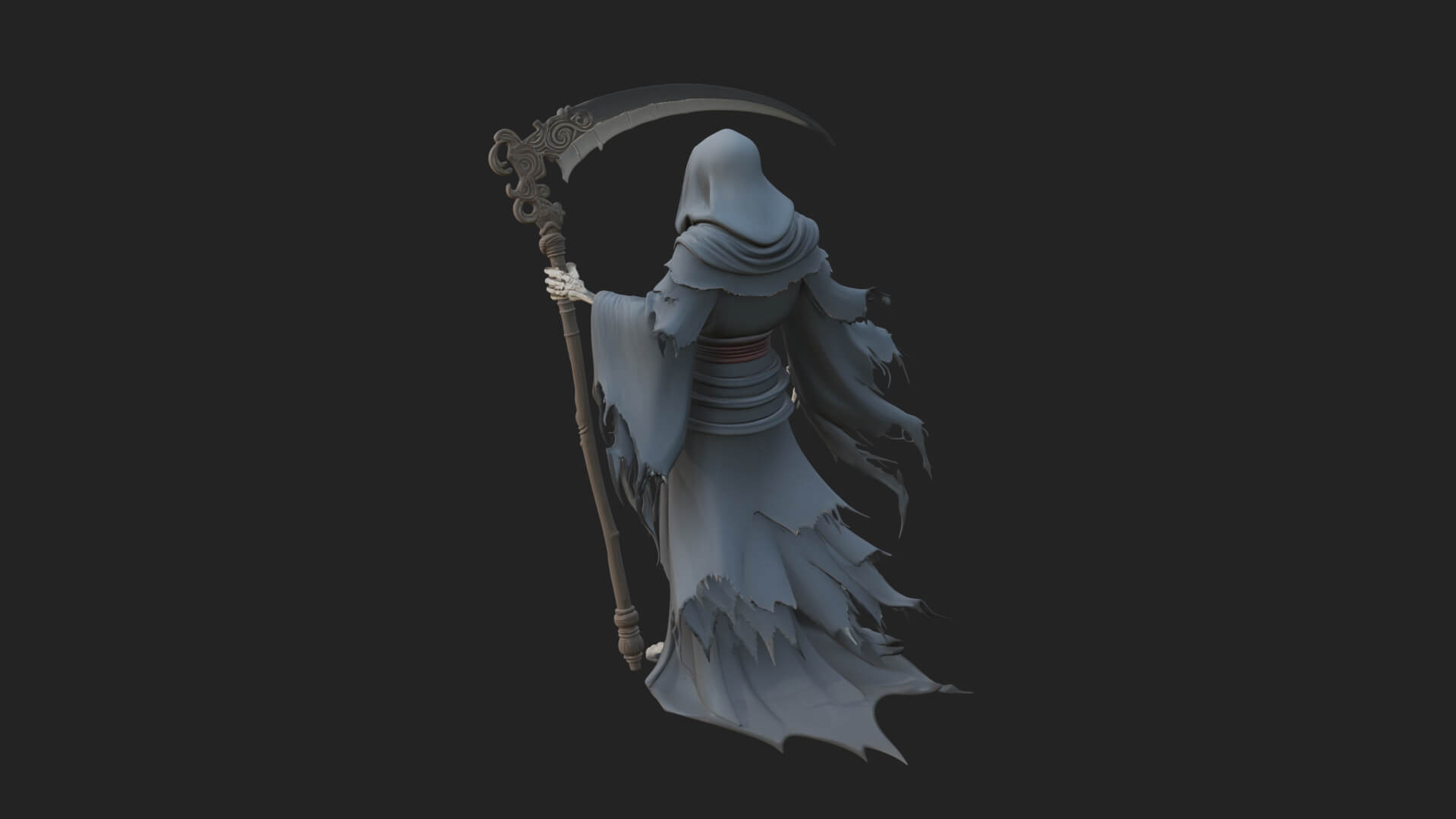 Grim Reaper with Scythe Statue Design 8 3D Print Model 3D Model