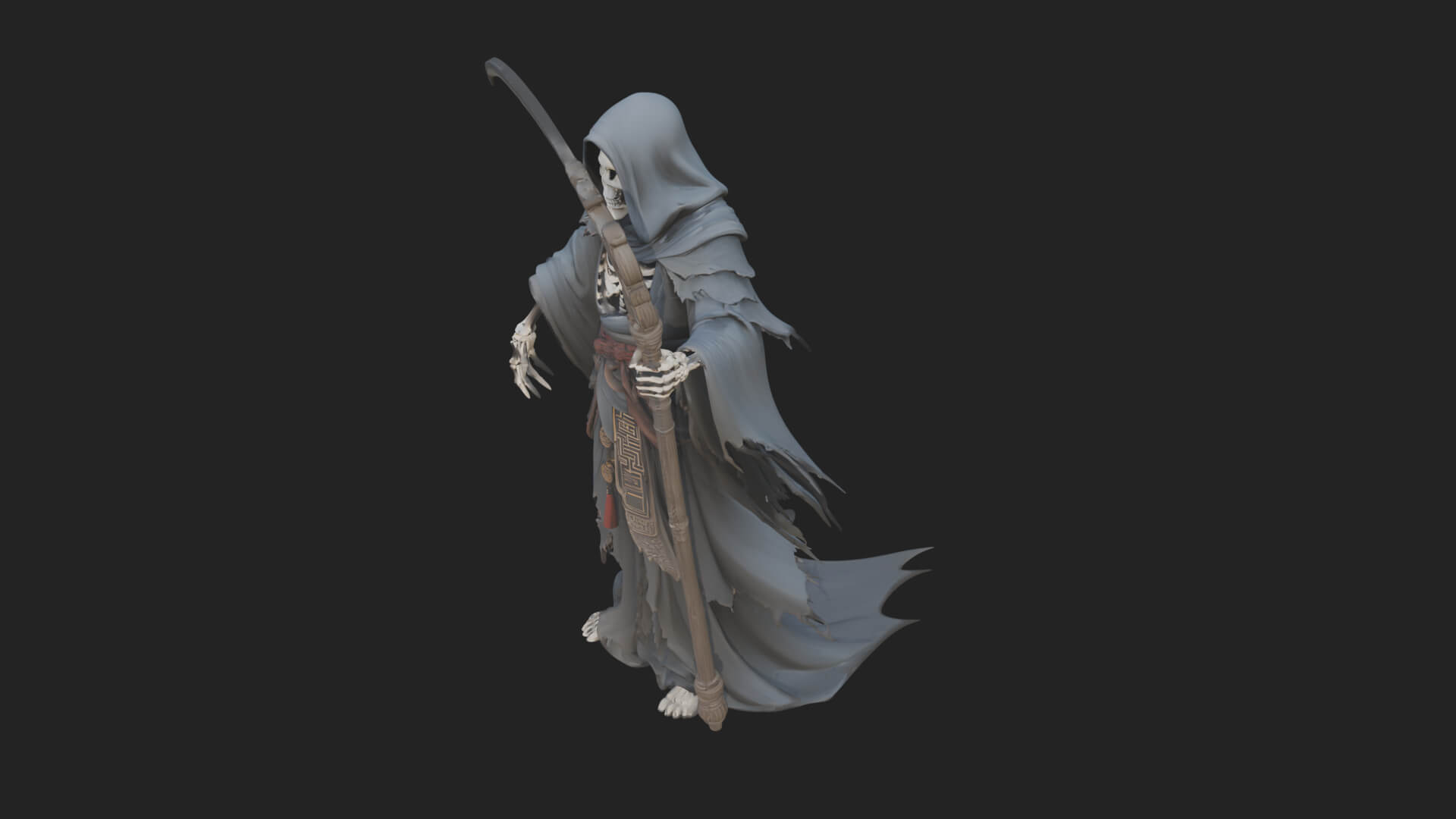 Grim Reaper with Scythe Statue Design 8 3D Print Model 3D Model