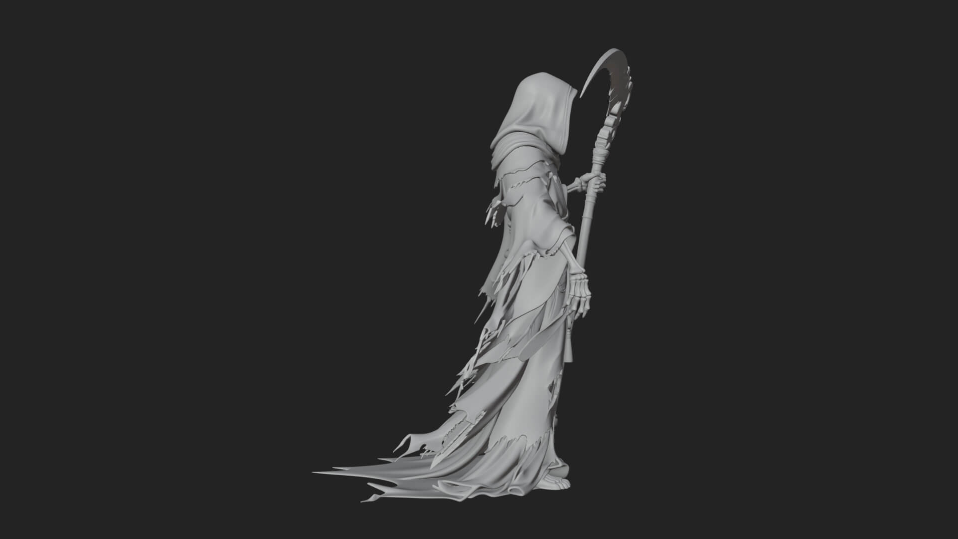 Grim Reaper with Scythe Statue Design 8 3D Print Model 3D Model