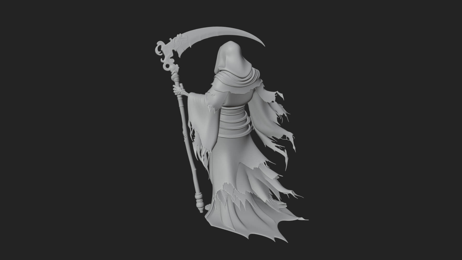 Grim Reaper with Scythe Statue Design 8 3D Print Model 3D Model