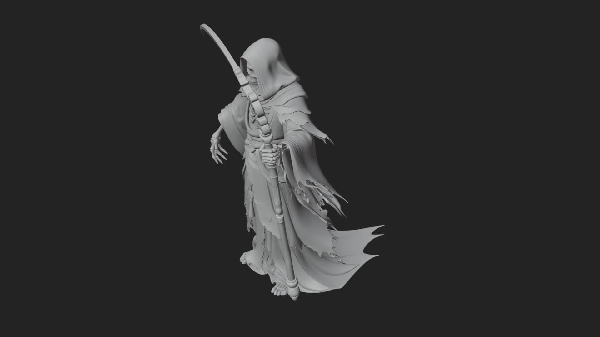 Grim Reaper with Scythe Statue Design 8 3D Print Model 3D Model