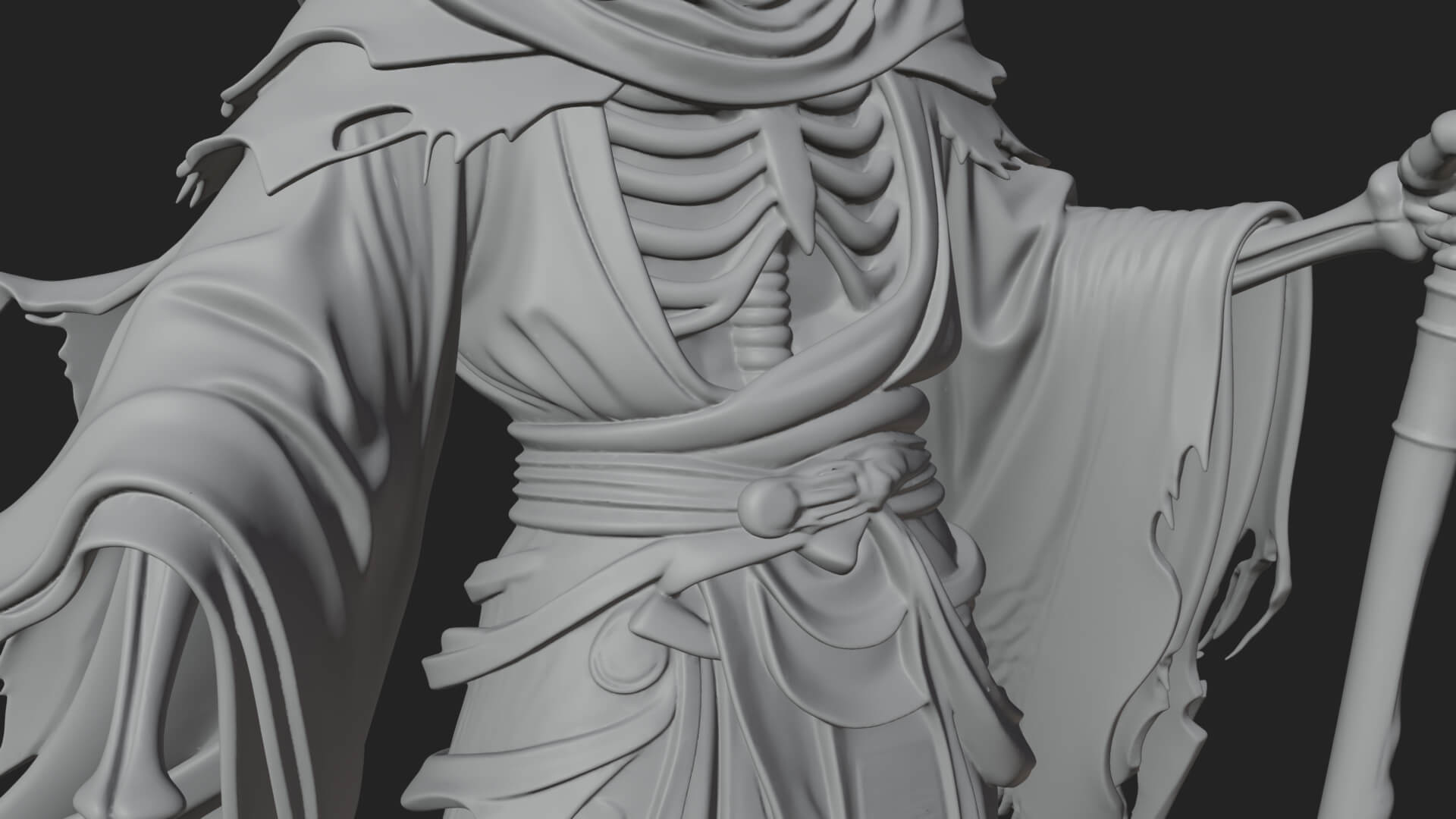 Grim Reaper with Scythe Statue Design 8 3D Print Model 3D Model