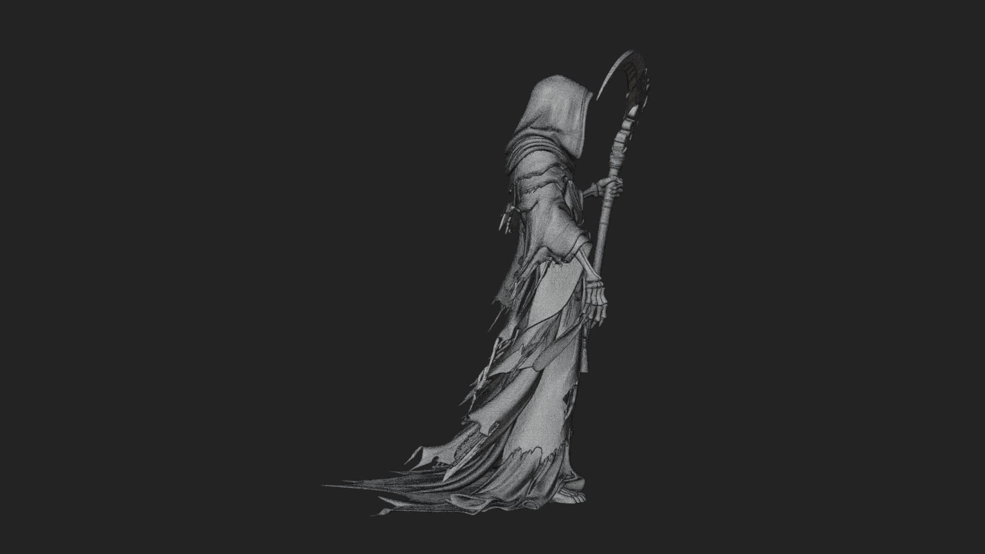 Grim Reaper with Scythe Statue Design 8 3D Print Model 3D Model