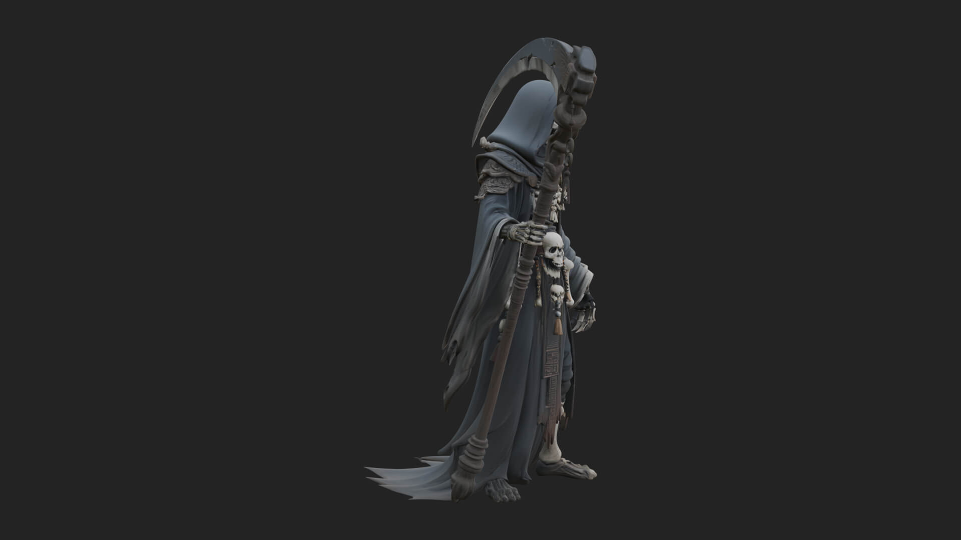 Grim Reaper with Scythe Statue Design 9 3D Print Model 3D Model