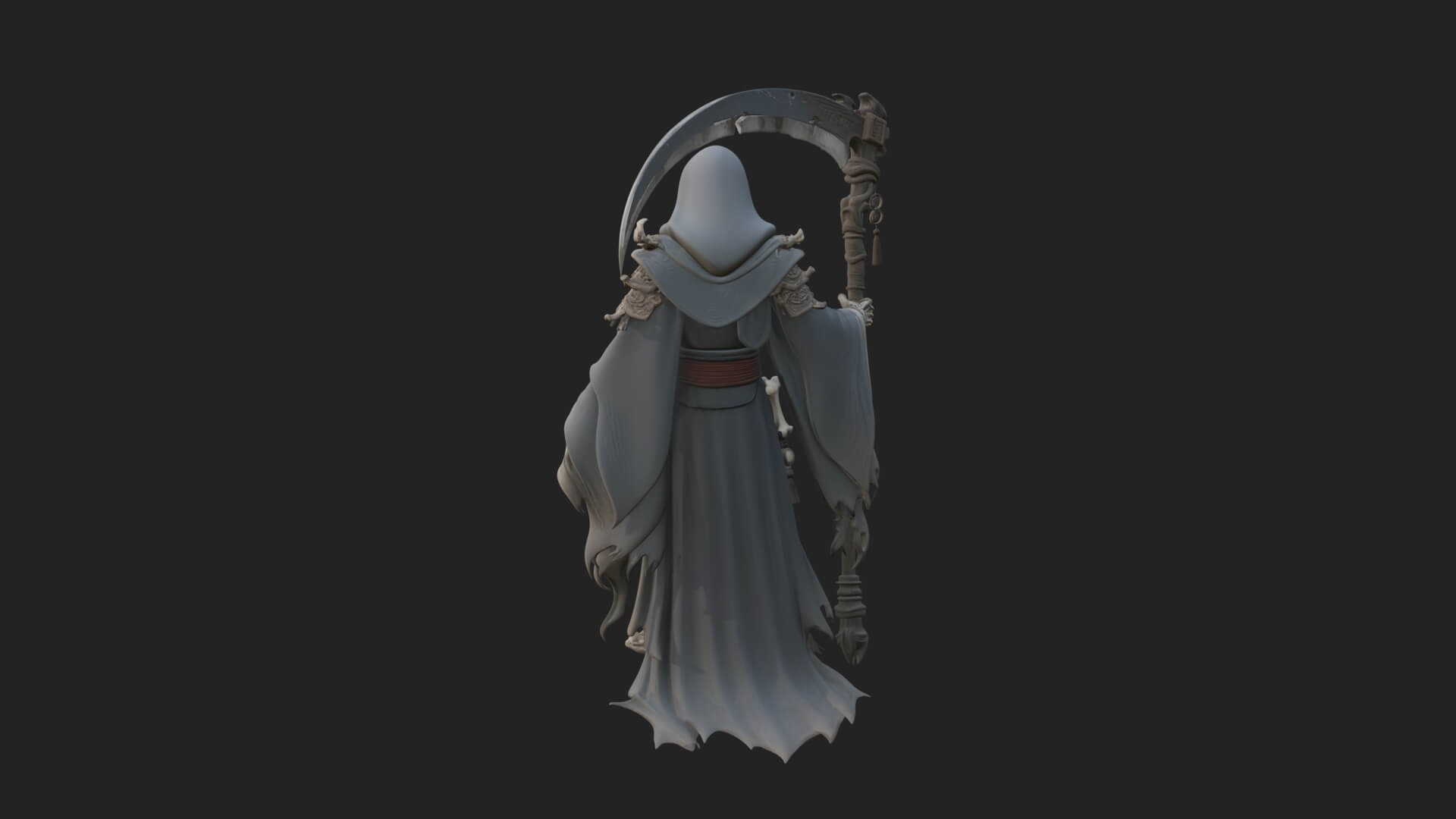 Grim Reaper with Scythe Statue Design 9 3D Print Model 3D Model