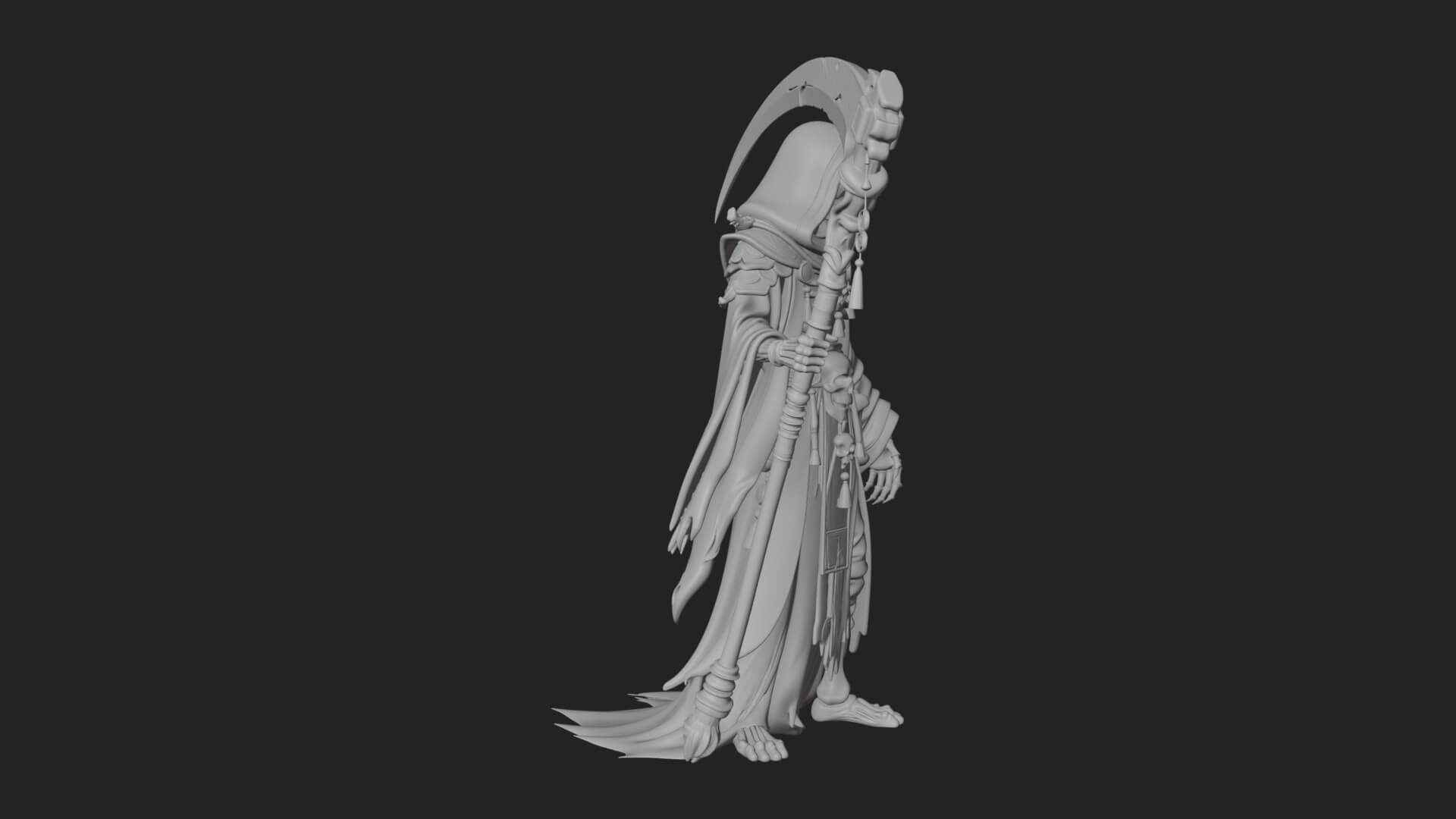 Grim Reaper with Scythe Statue Design 9 3D Print Model 3D Model