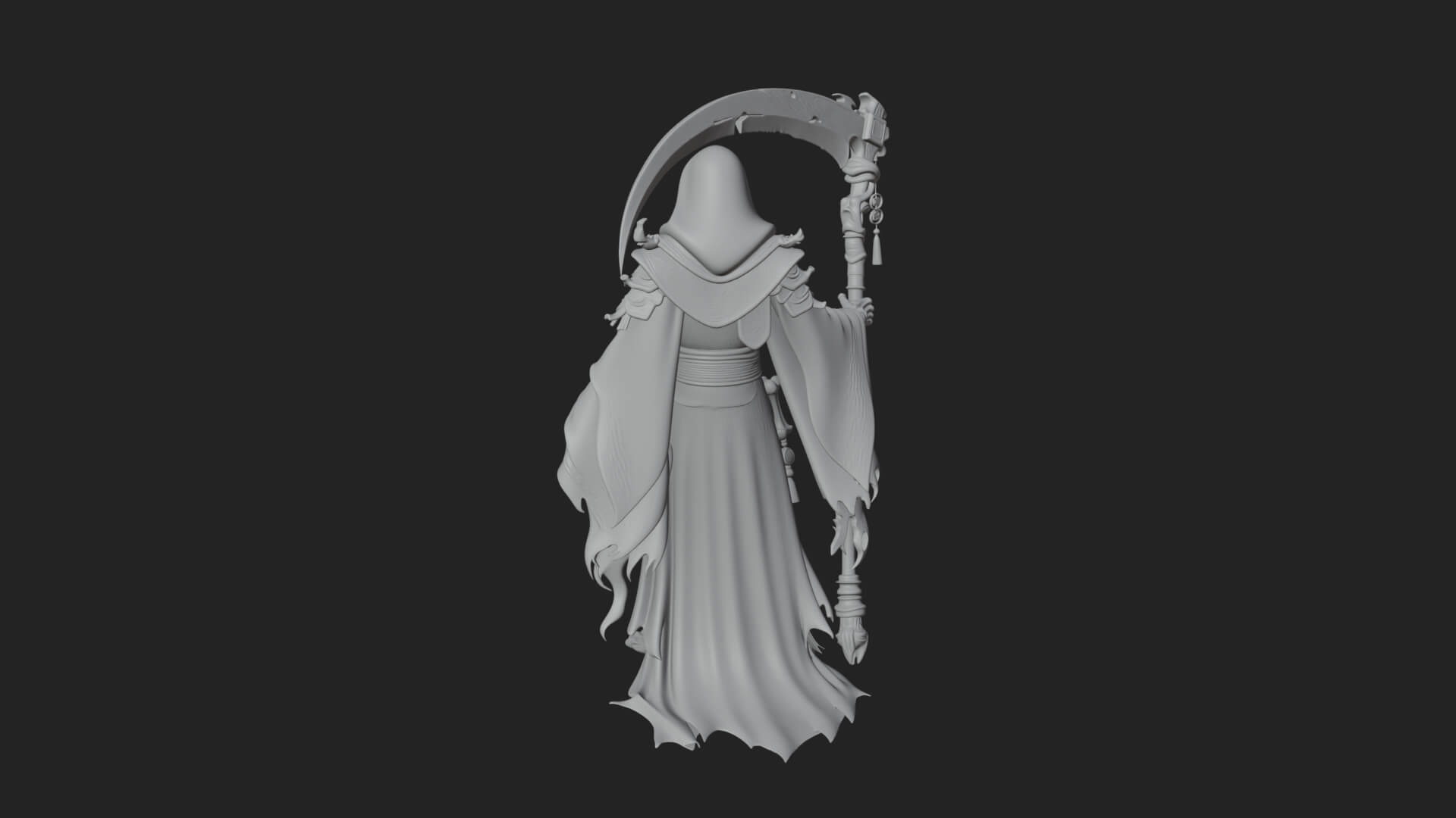 Grim Reaper with Scythe Statue Design 9 3D Print Model 3D Model