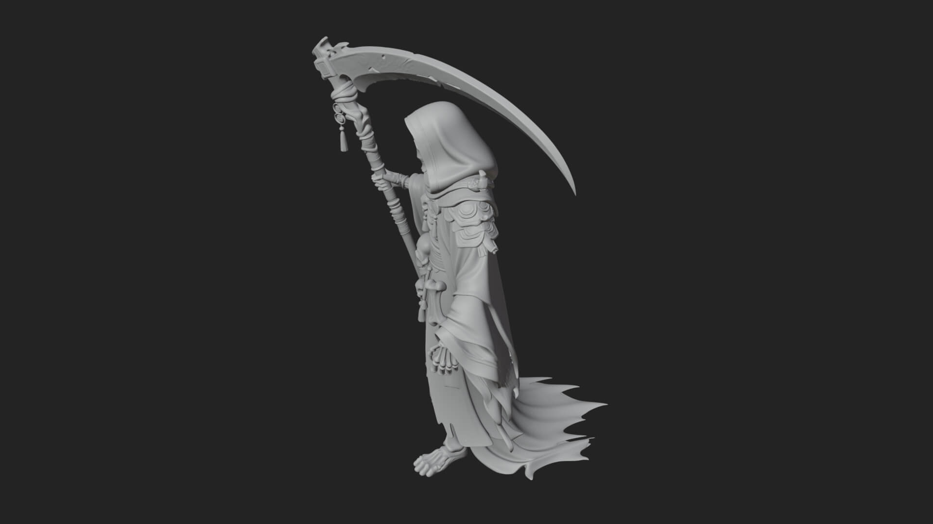 Grim Reaper with Scythe Statue Design 9 3D Print Model 3D Model