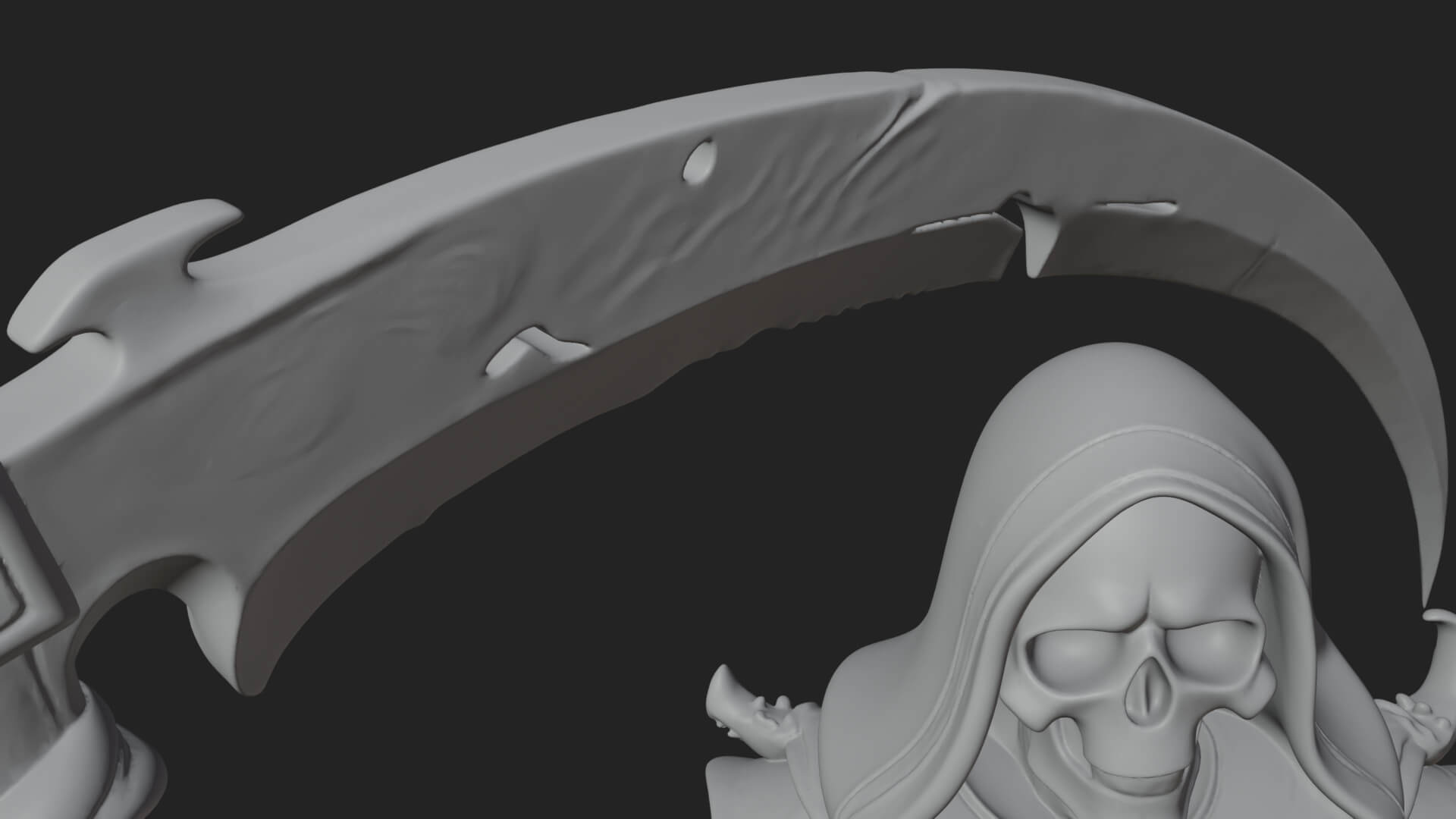 Grim Reaper with Scythe Statue Design 9 3D Print Model 3D Model
