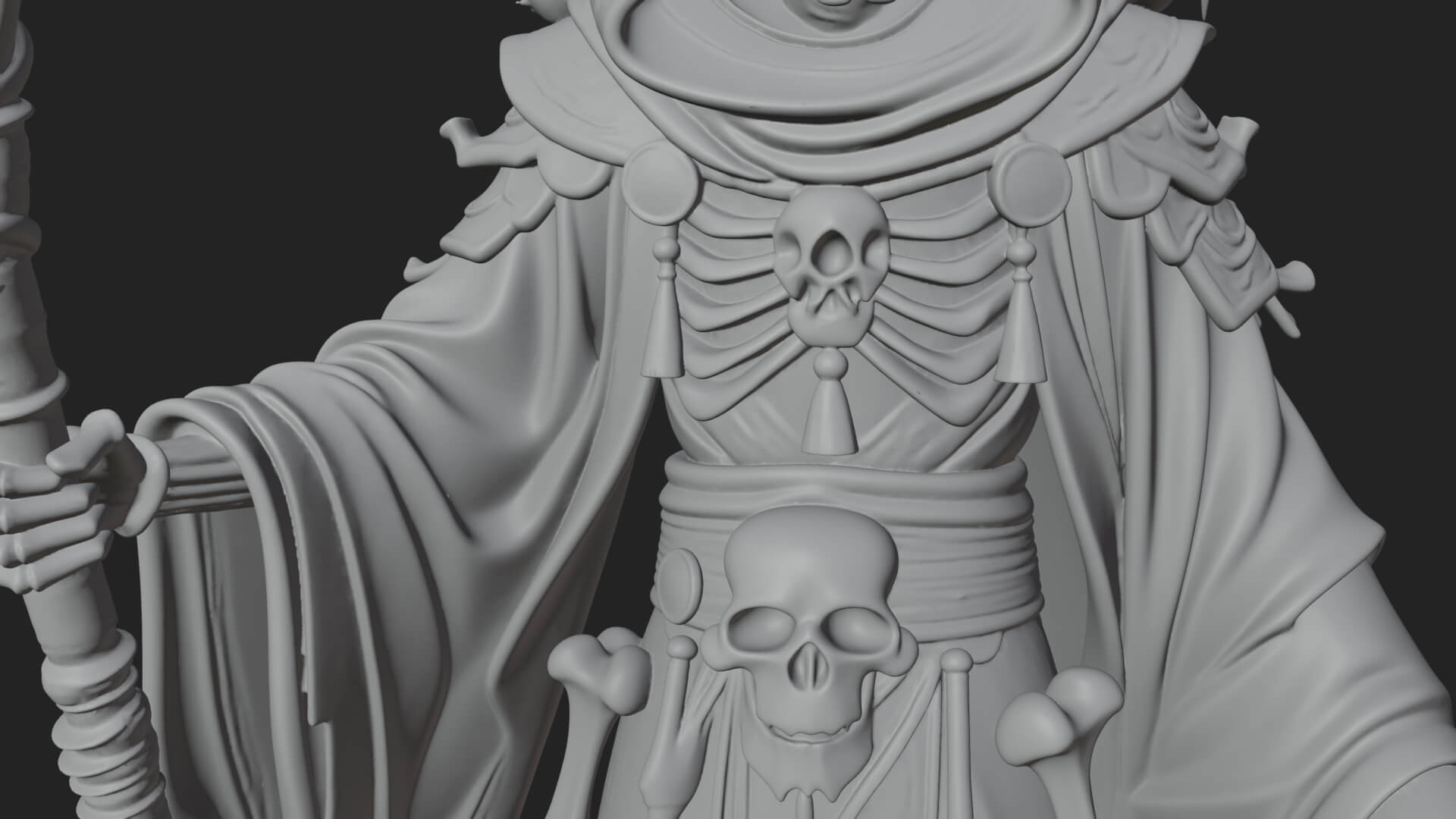Grim Reaper with Scythe Statue Design 9 3D Print Model 3D Model