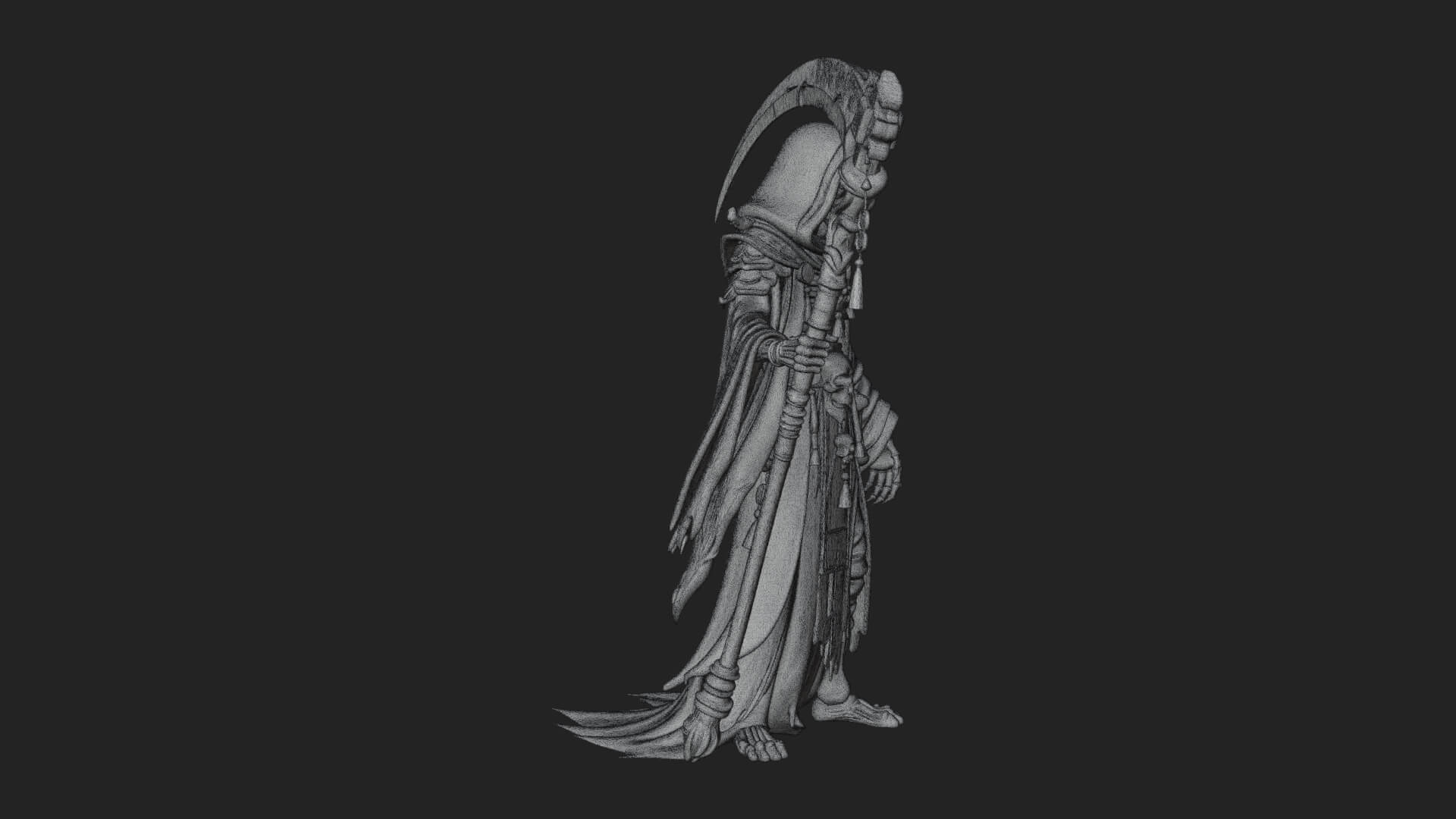 Grim Reaper with Scythe Statue Design 9 3D Print Model 3D Model